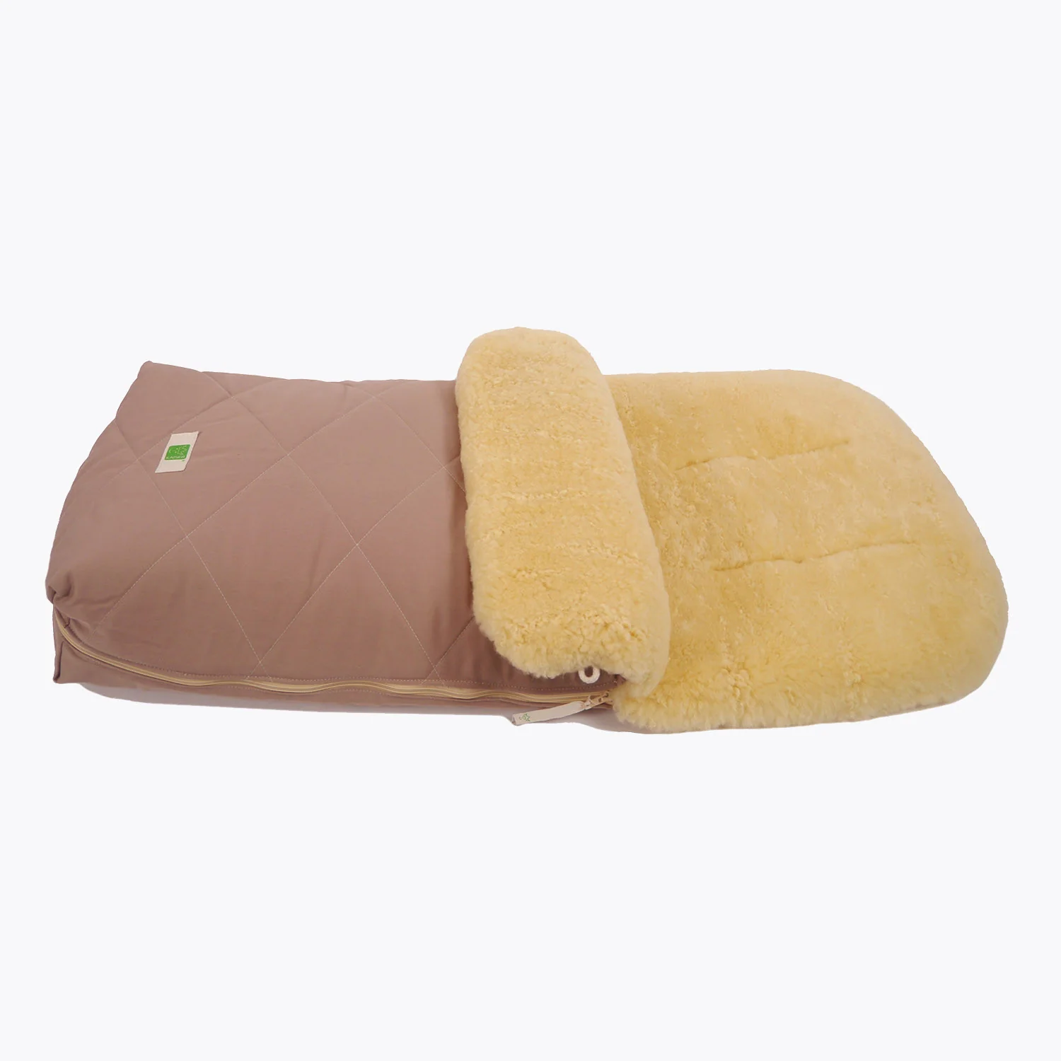 Cotton/Sheepskin Universal Pushchair Footmuff - Sand - Image 7