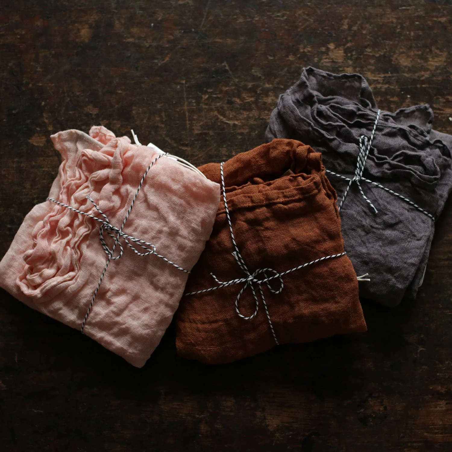 Hand Dyed Linen Wina Muslin Cloth/Scarf - Pink - Image 2