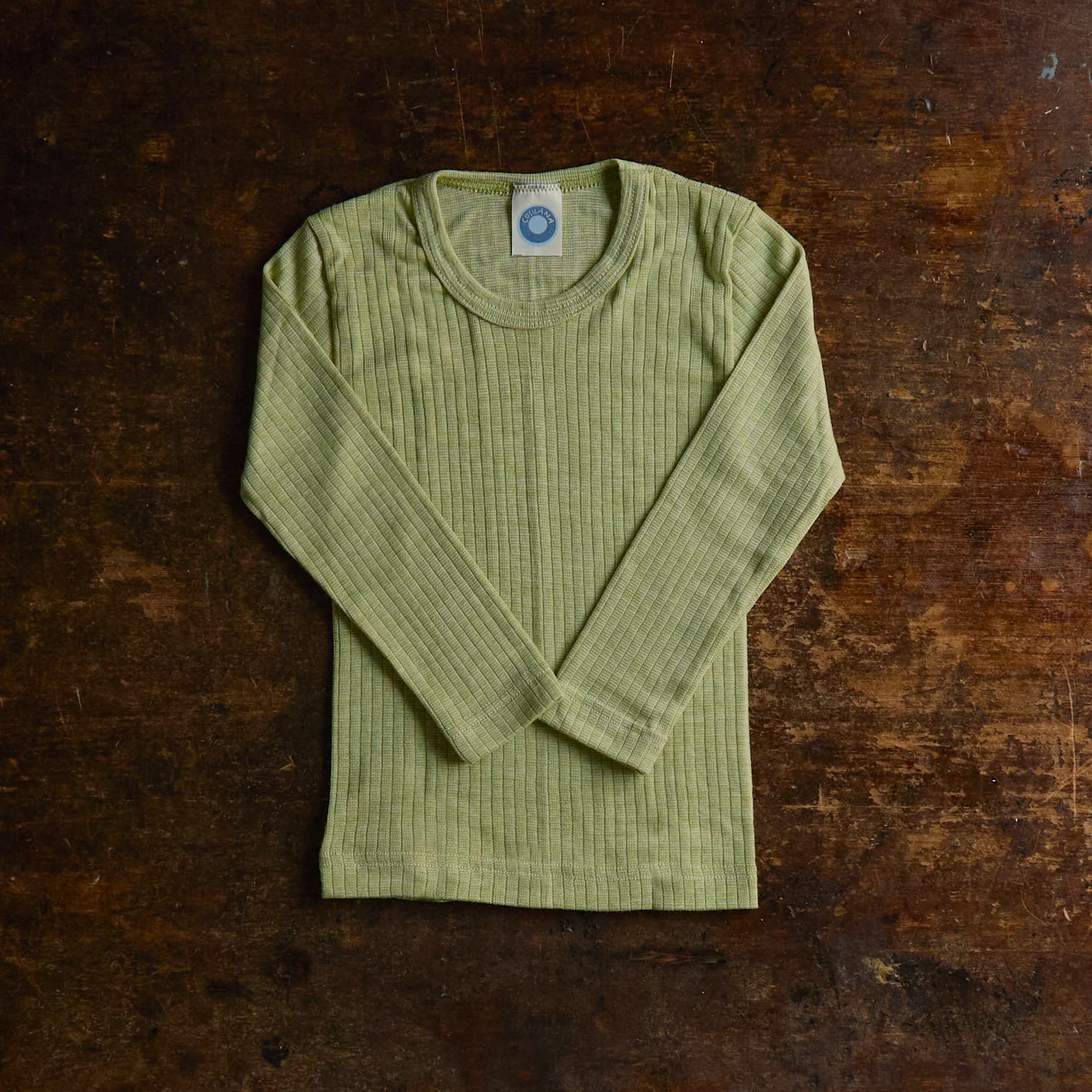 Baby & Kids Merino Wool/Cotton/Silk LS Top - Green Melange