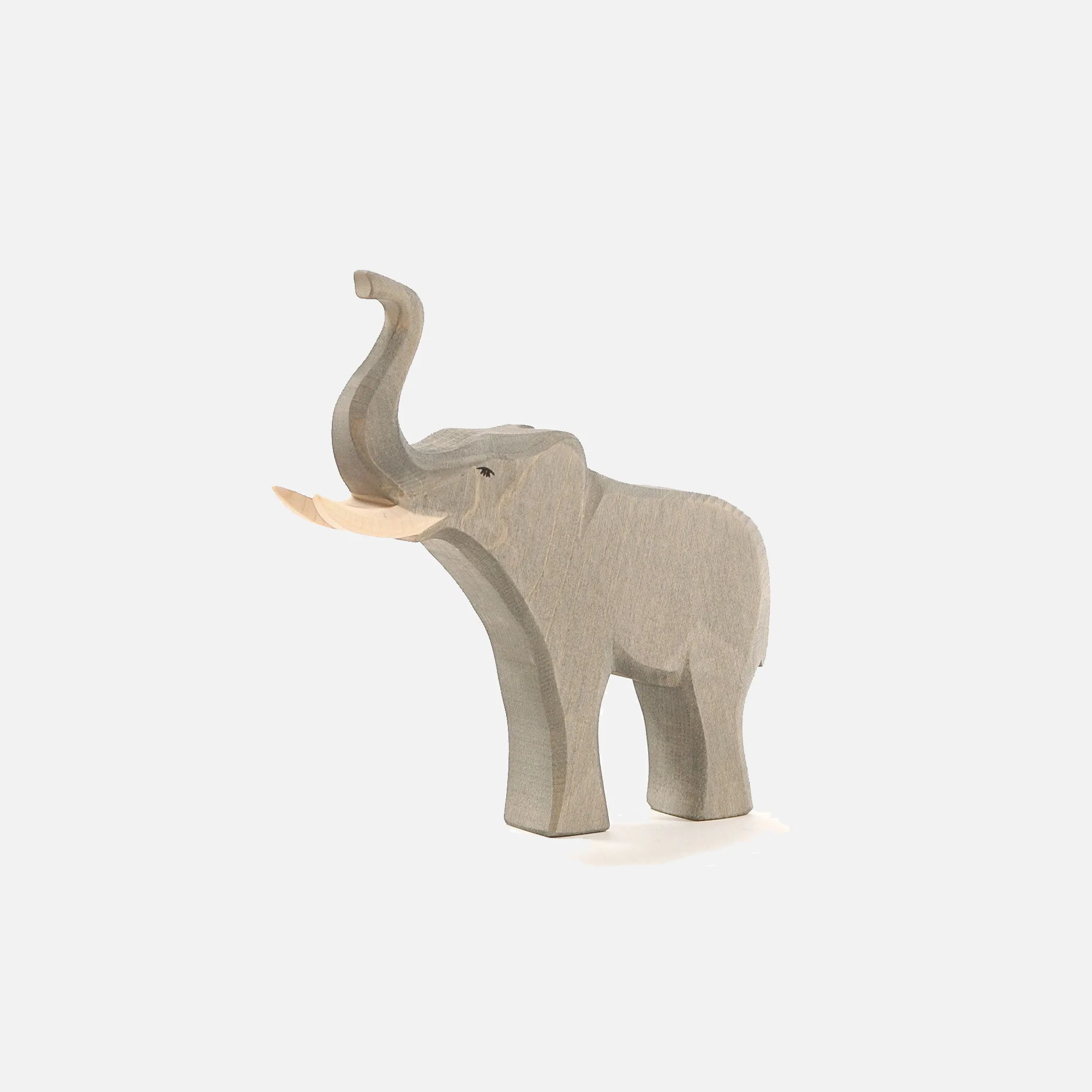 Handcrafted Wooden Large Male Elephant Trumpeting - Image 5