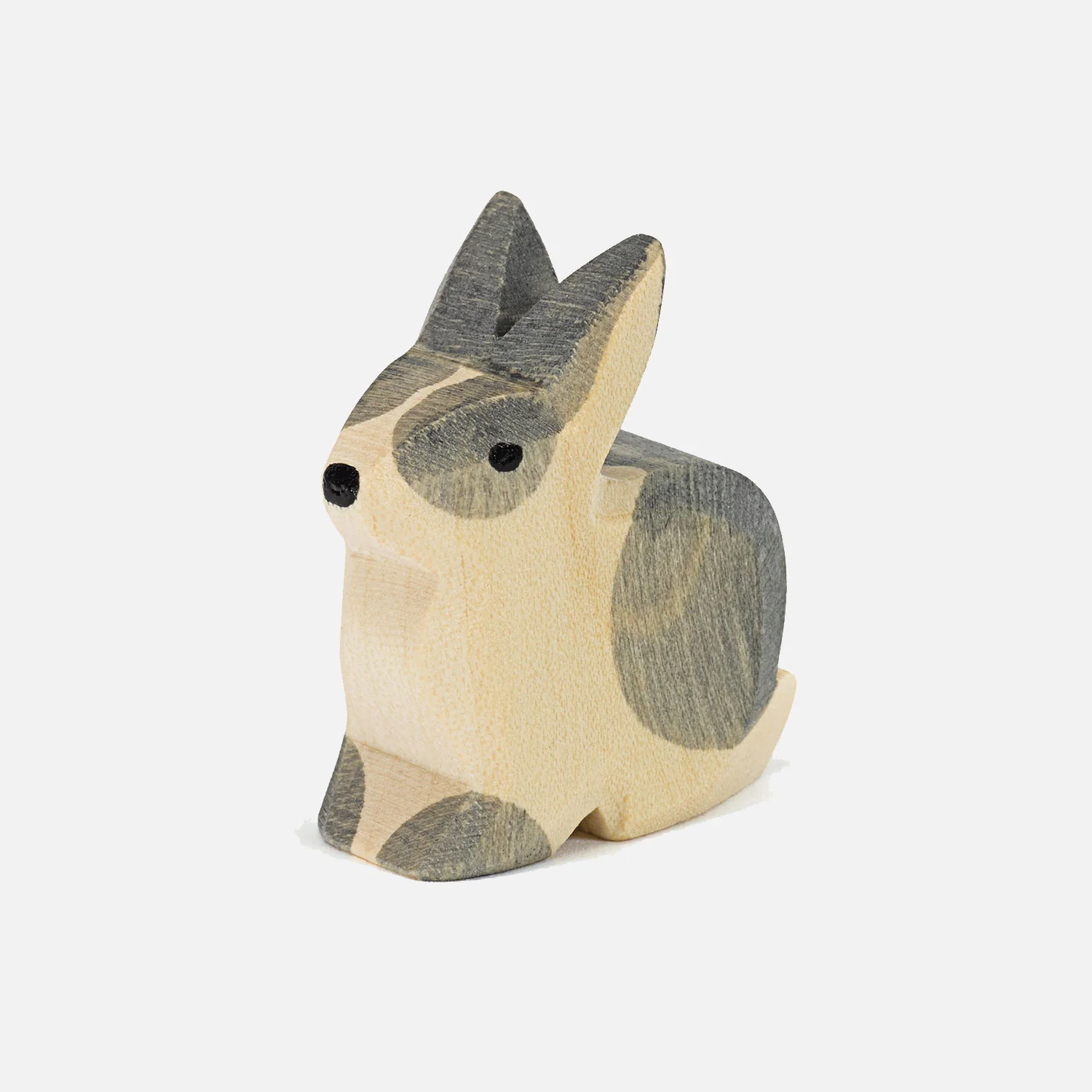 Handcrafted Wooden Black & White Sitting Rabbit - Image 2