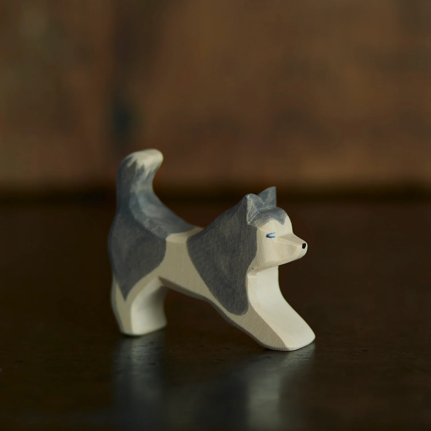 Handcrafted Wooden Sled Dog Running