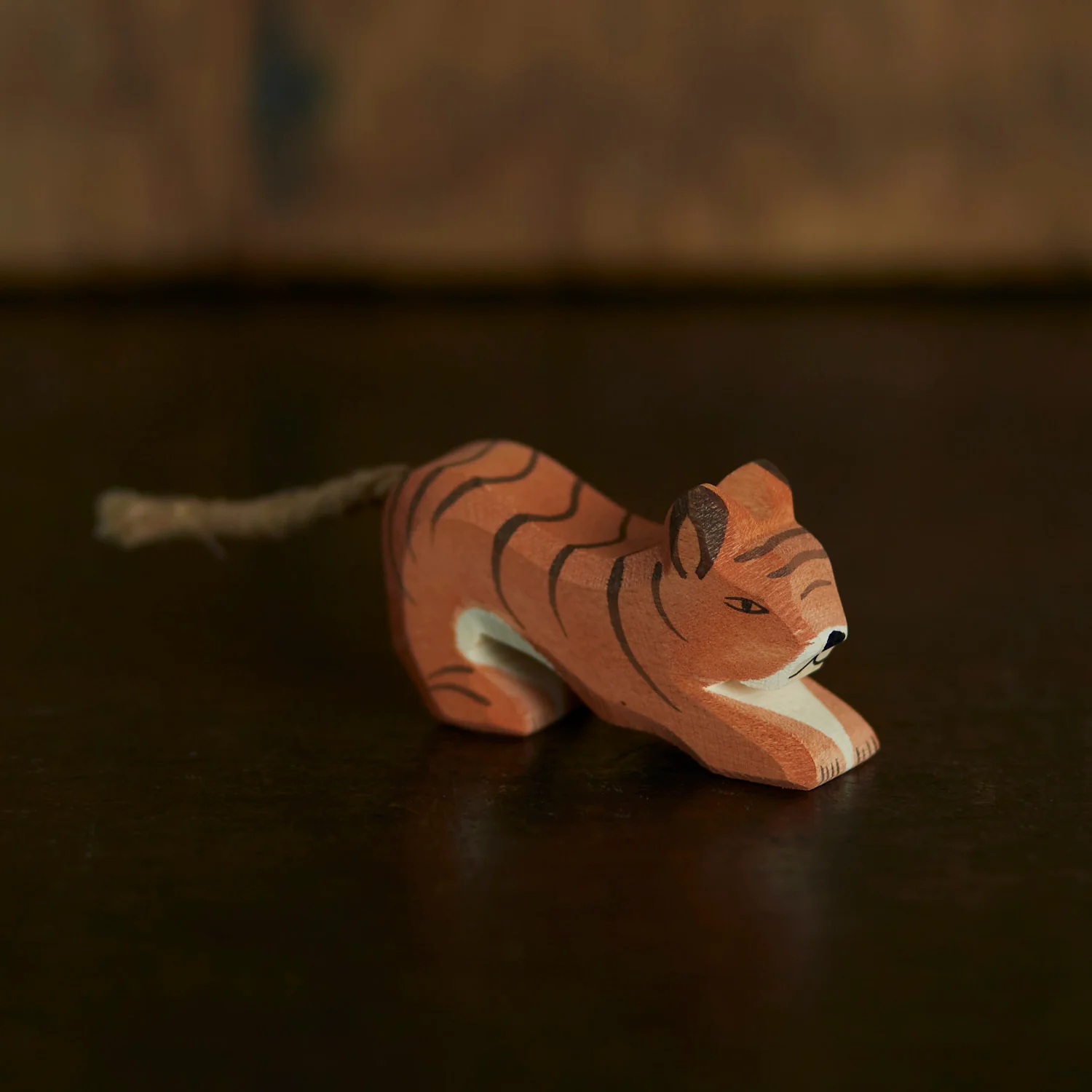 Handcrafted Wooden Small Lurking Tiger