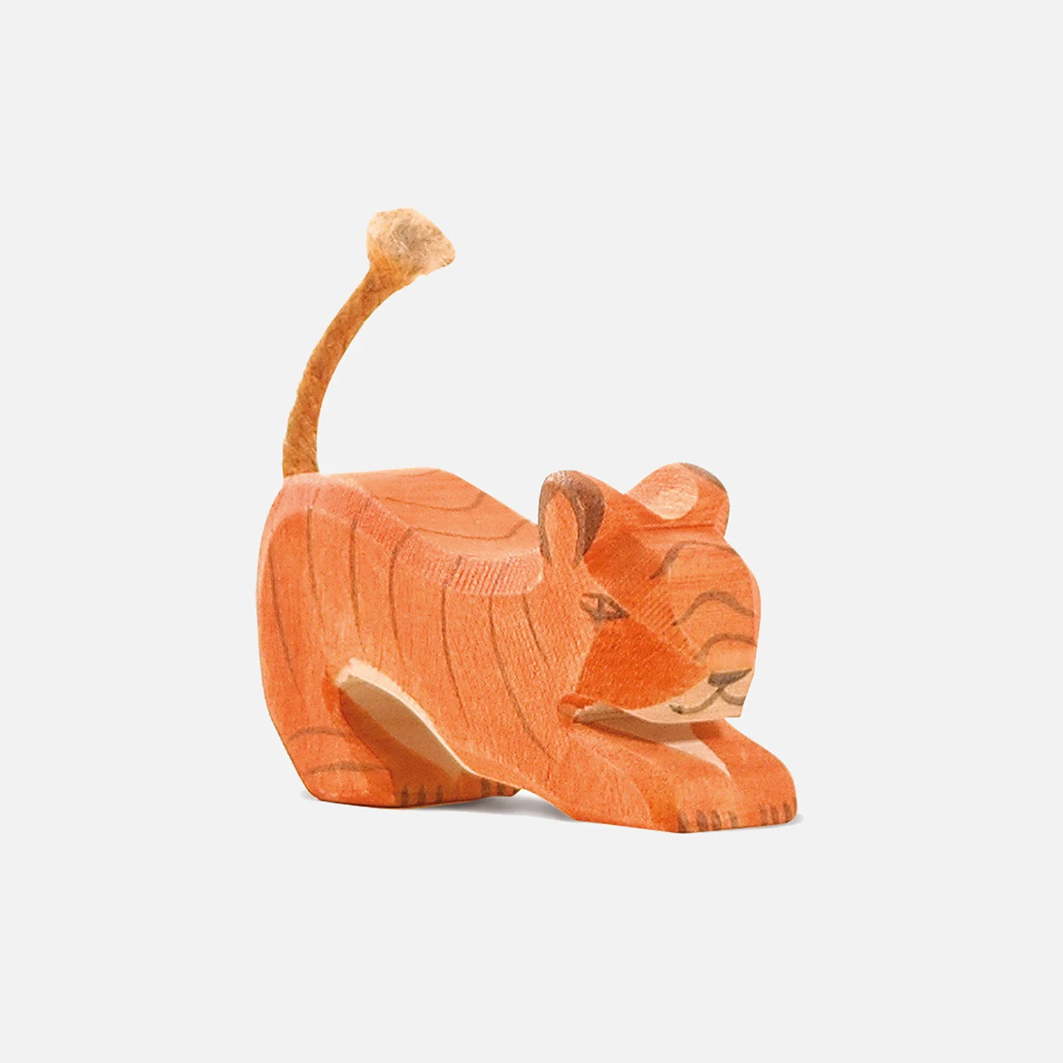 Handcrafted Wooden Small Lurking Tiger - Image 2