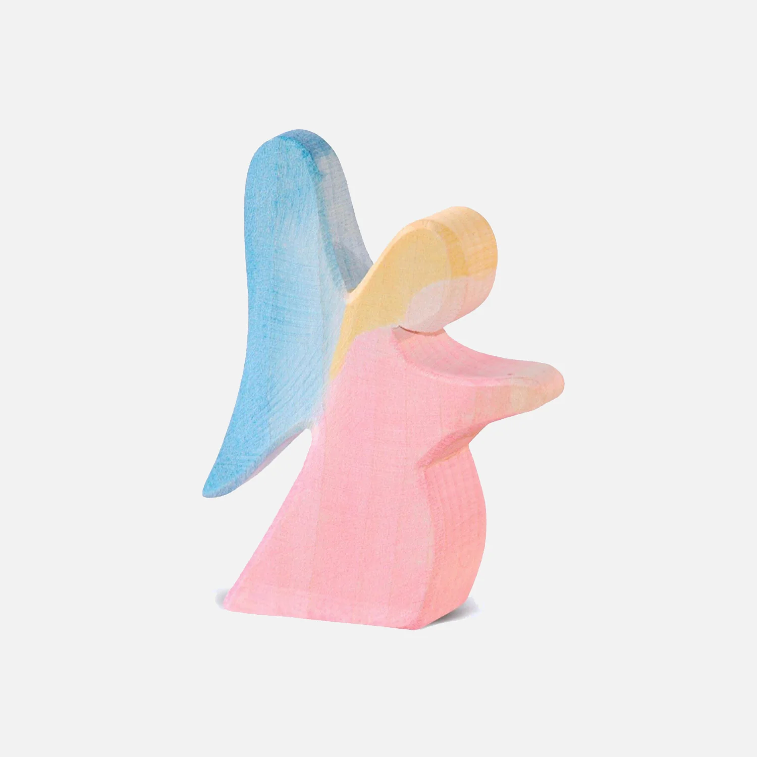 Handmade Wooden Kneeling Angel - Red - Image 2