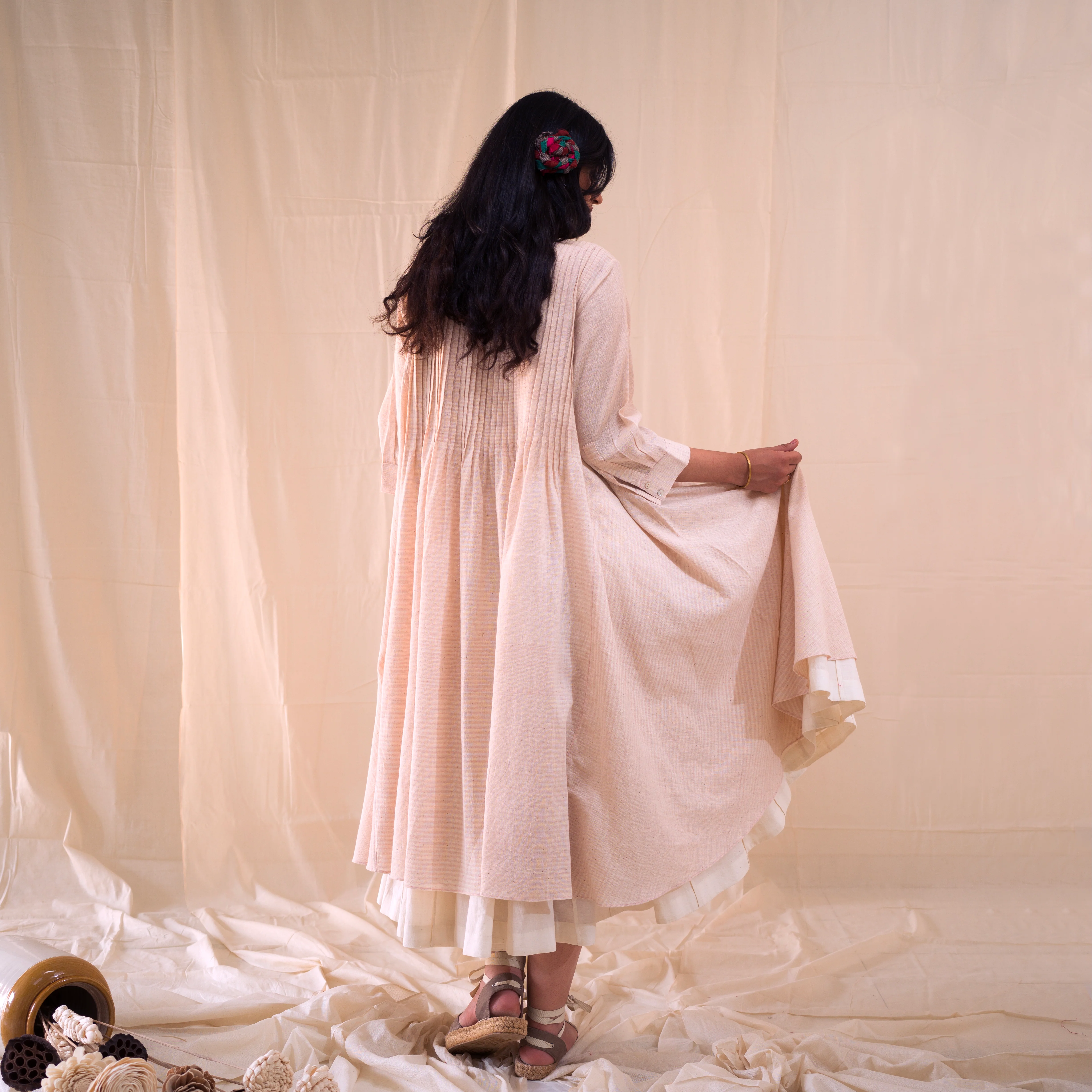 Women's Handwoven Cotton Ahaana Dress - Madder - Image 2