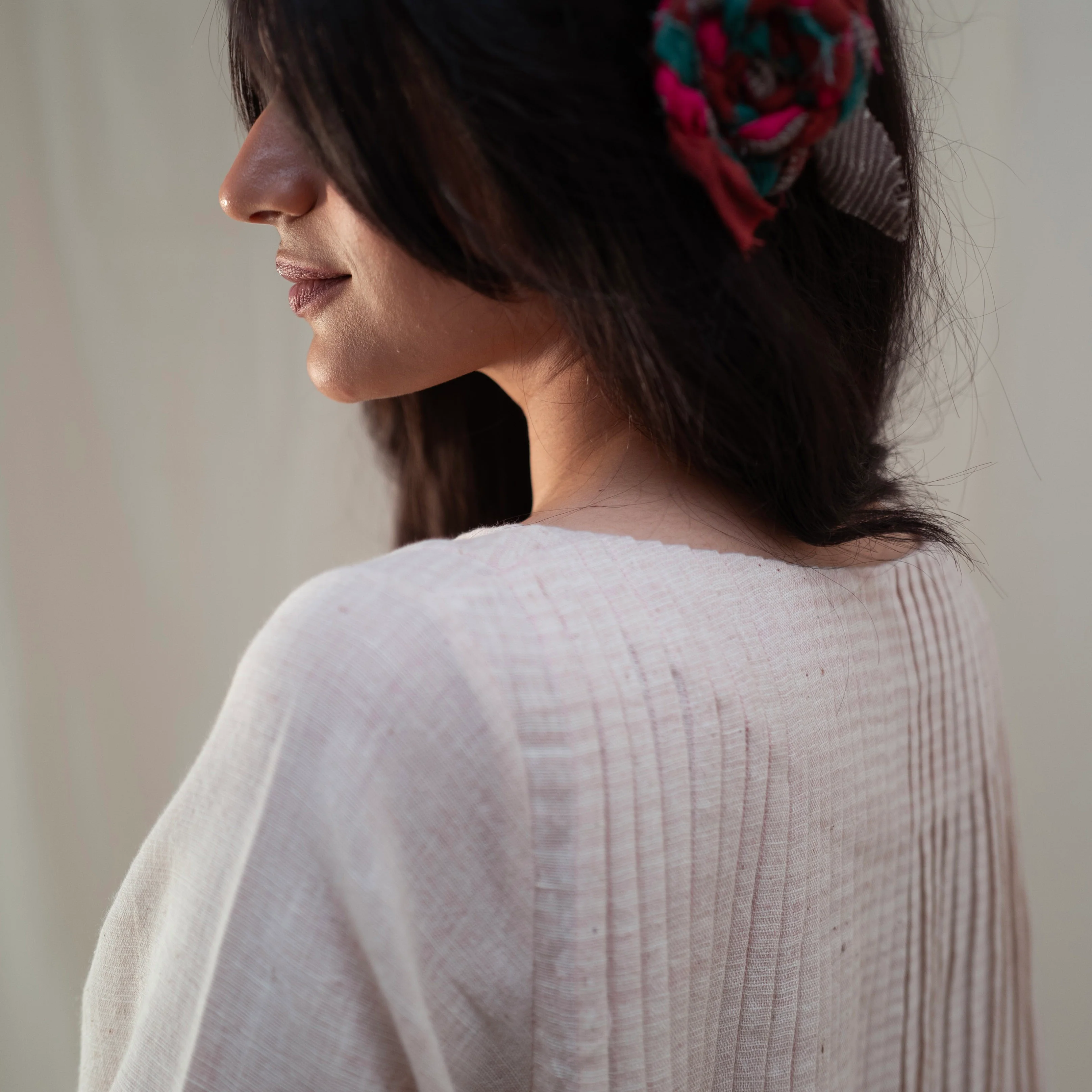 Women's Handwoven Cotton Ahaana Dress - Madder - Image 5