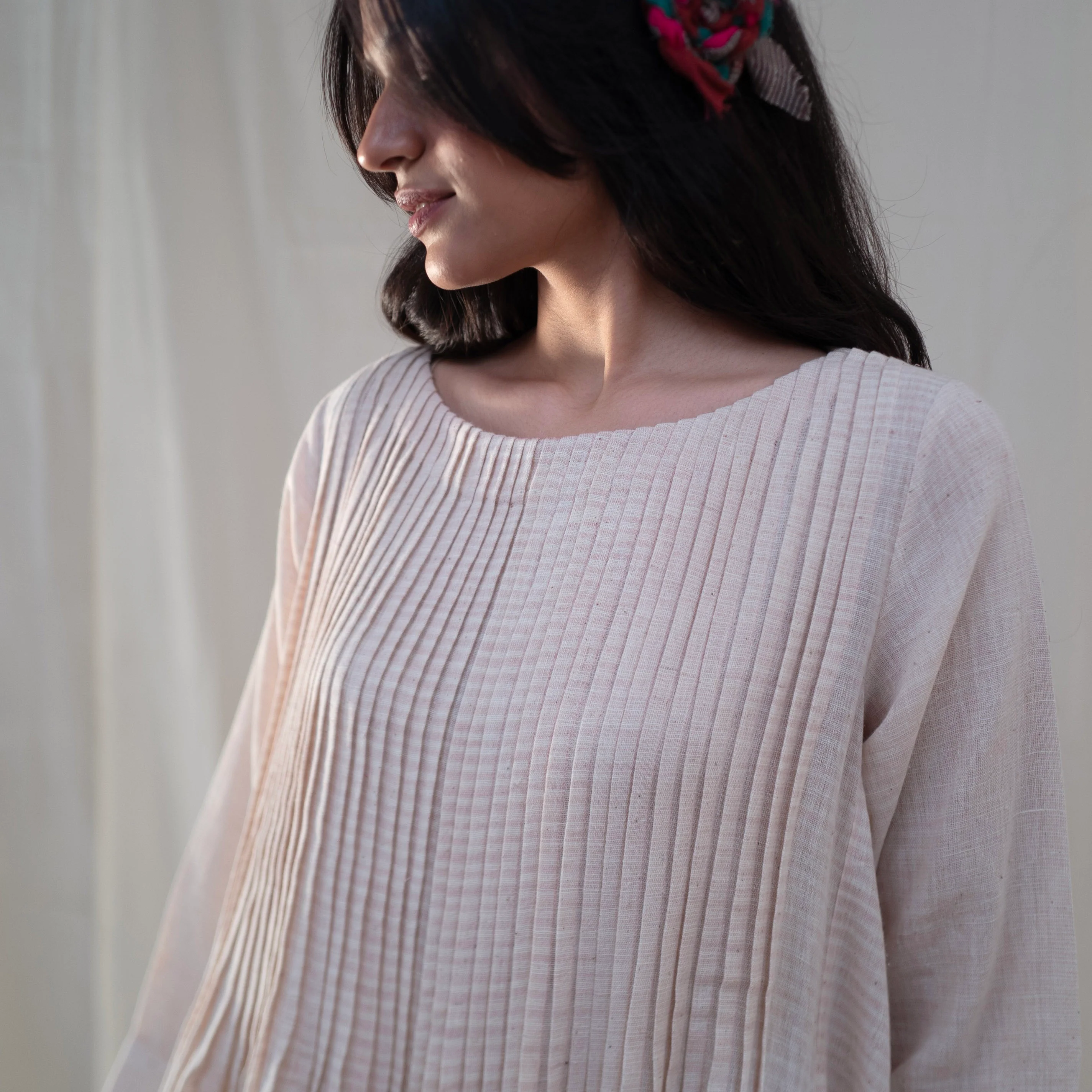 Women's Handwoven Cotton Ahaana Dress - Madder - Image 7