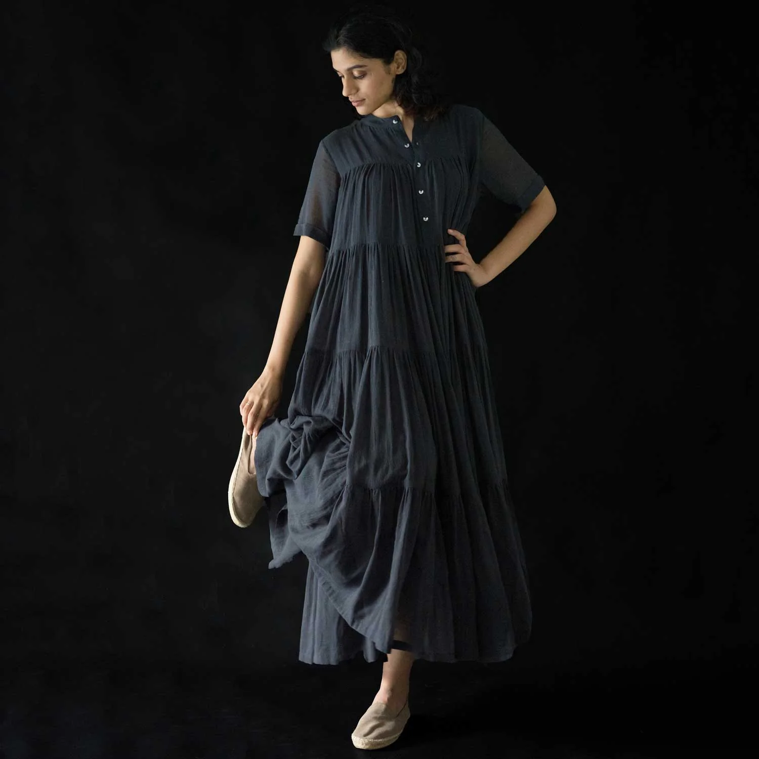 Women's Handwoven Cotton Kora Dress - Ash Grey