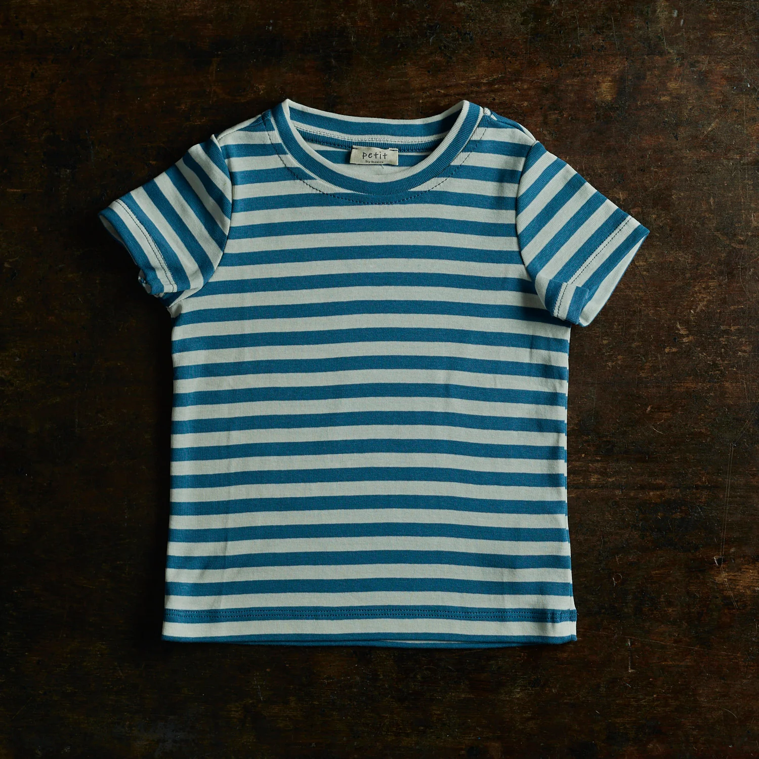 Kids Cotton Andi Tee - Natural/Denim Blue Stripe