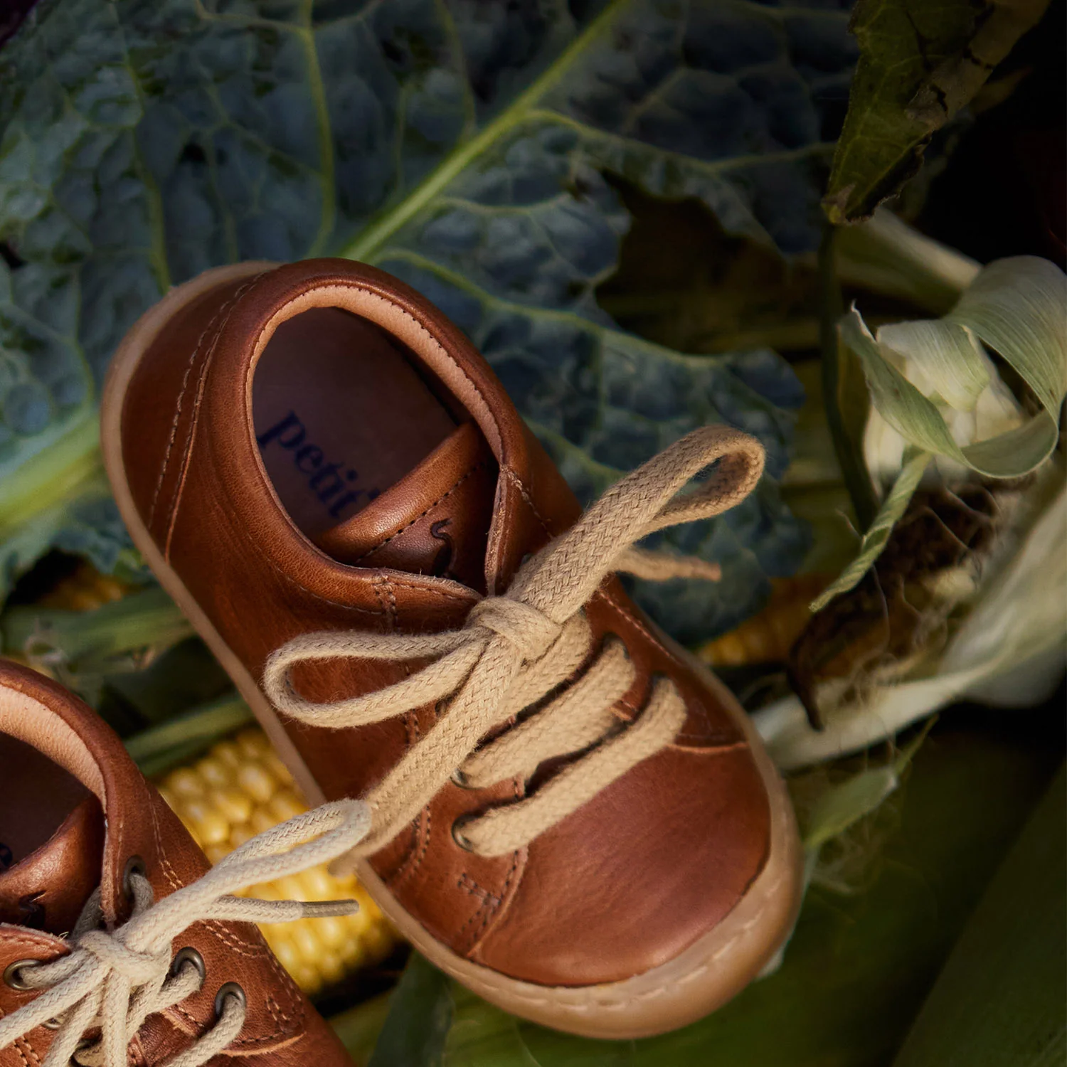 Toddler Leather Lace Shoes - Cognac - Image 4