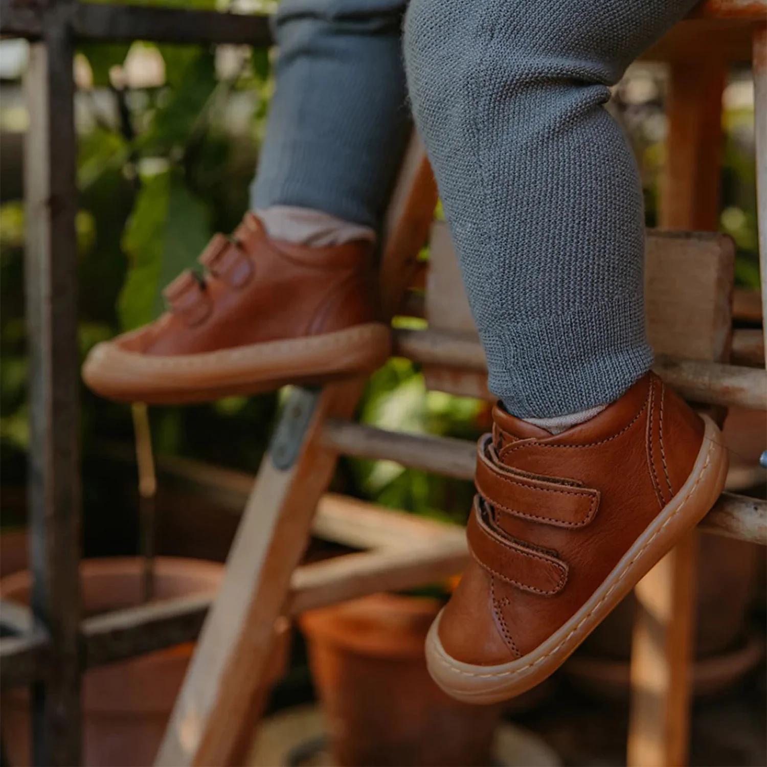 Toddler Leather Velcro Shoes - Cognac - Image 2
