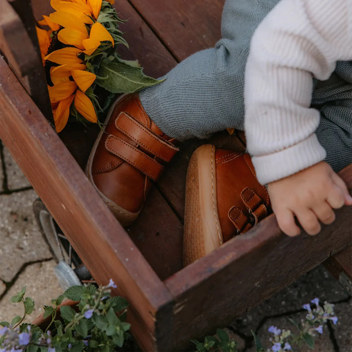 Toddler Leather Velcro Shoes - Cognac - Image 3