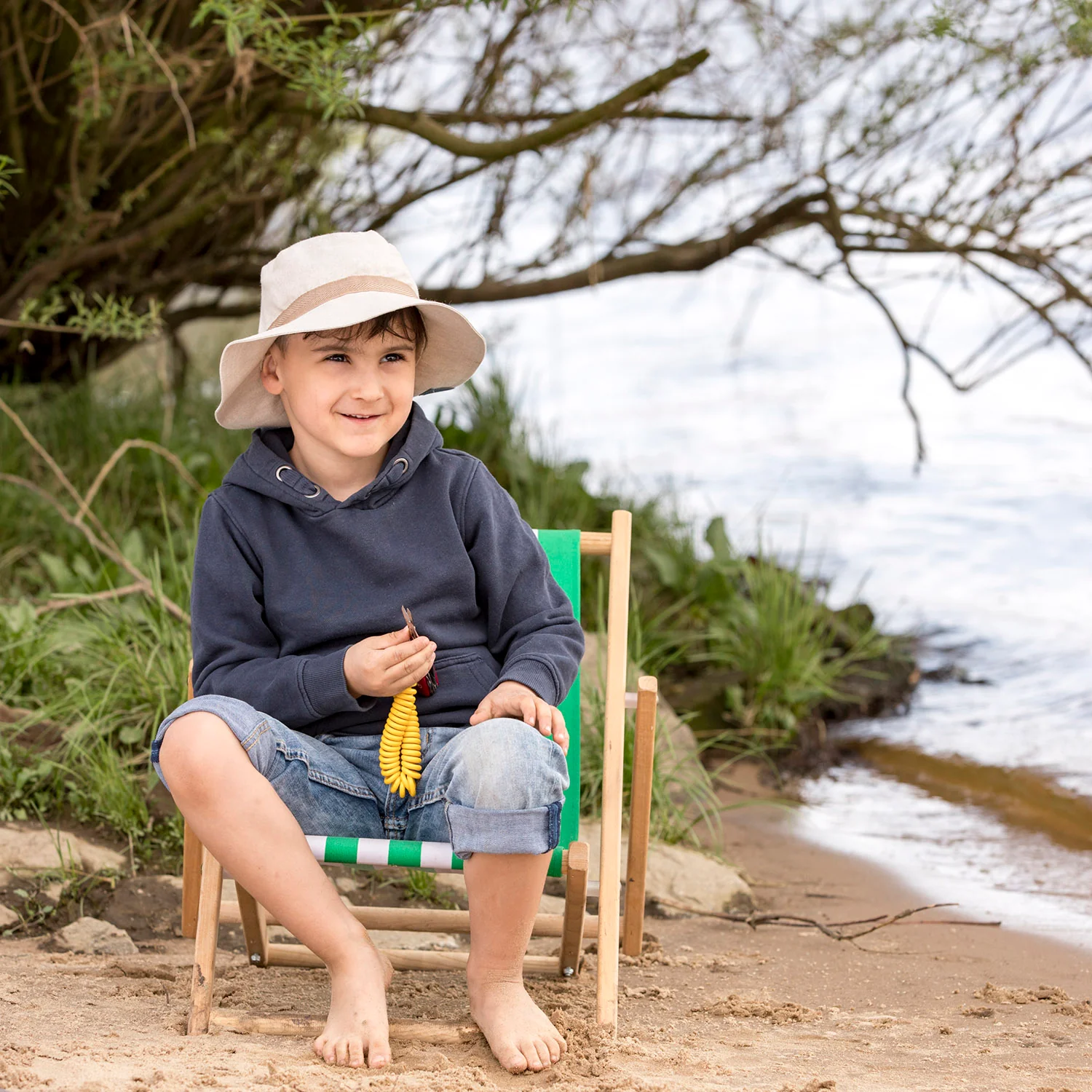 Baby & Kids Linen Olaf Sun Hat - Oat - Image 2