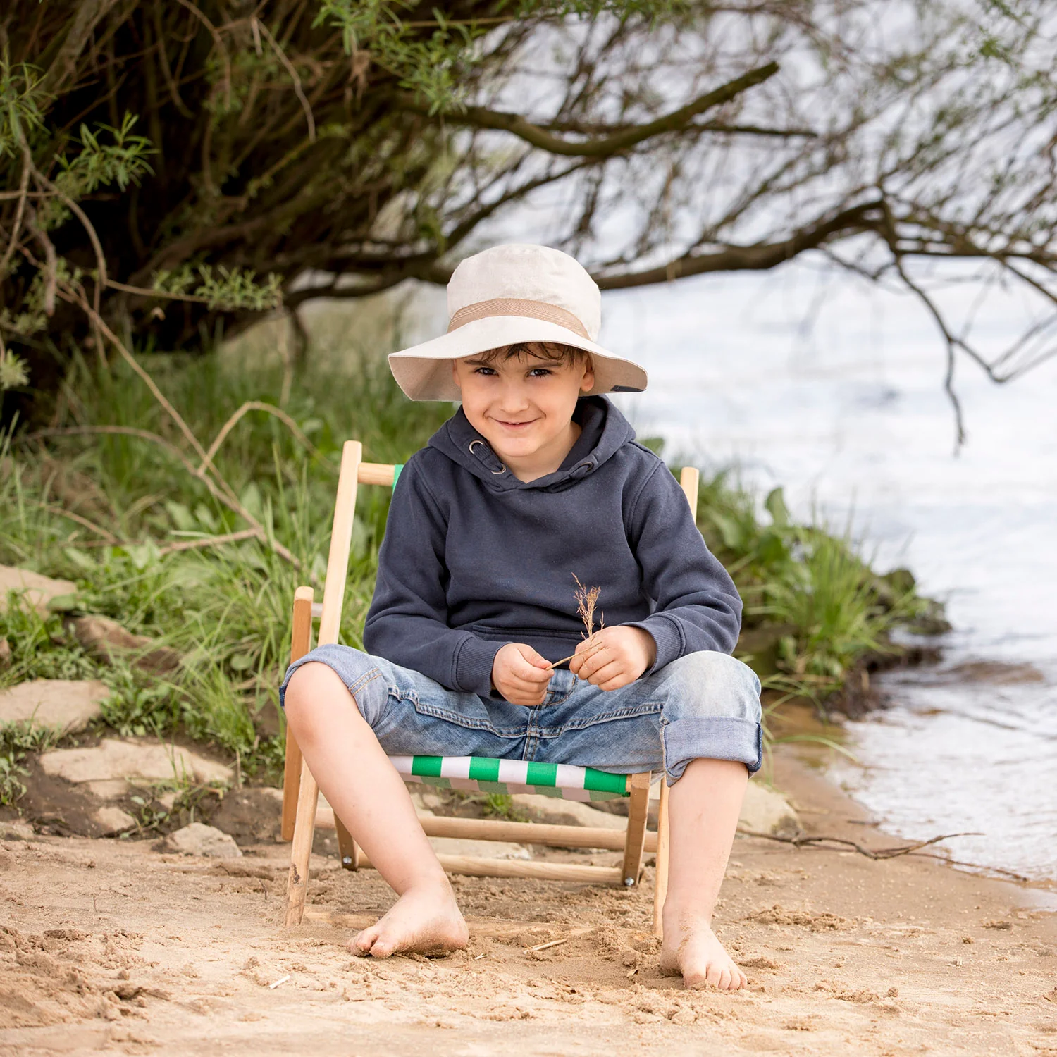 Baby & Kids Linen Olaf Sun Hat - Oat - Image 4