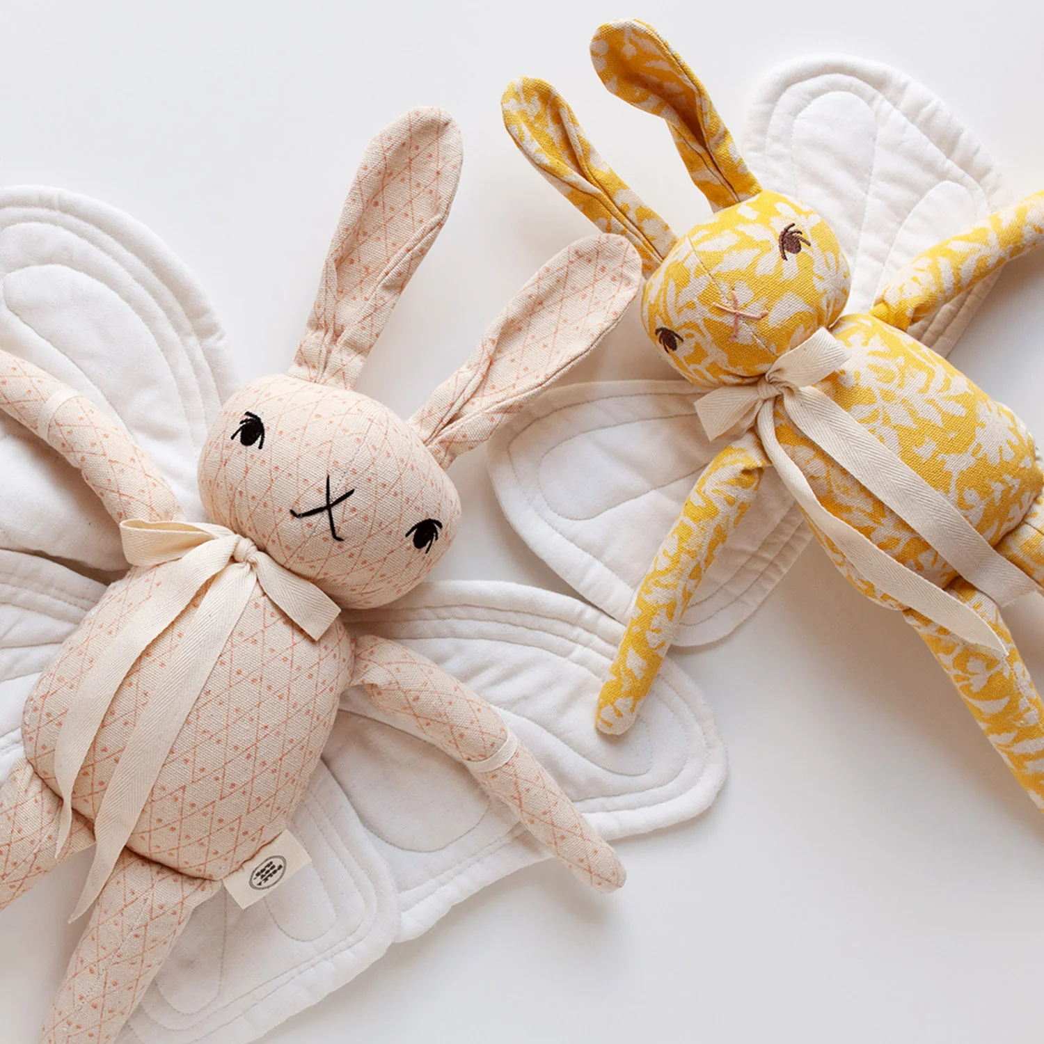 Handmade Cotton Large Butterfly Rabbit - Cream/Pink - Image 10