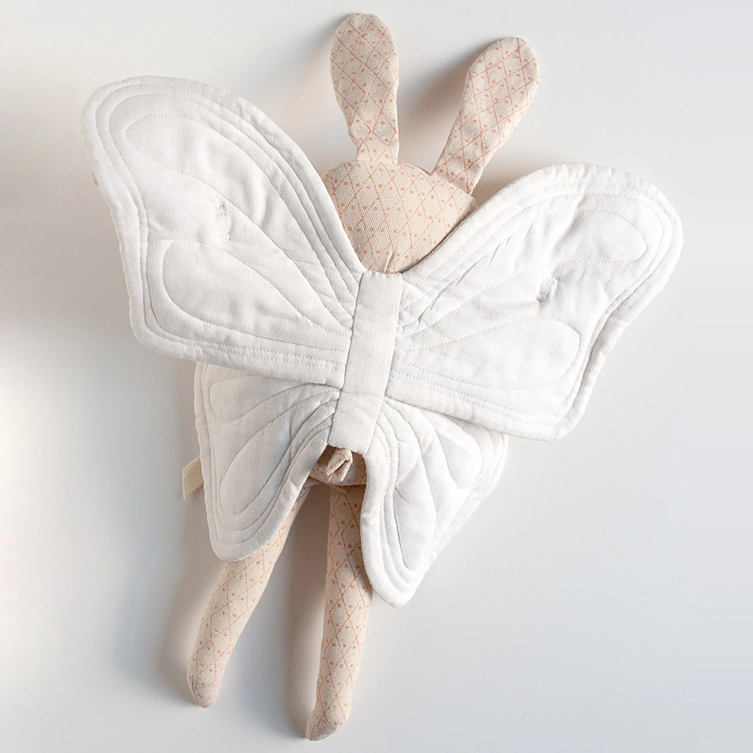 Handmade Cotton Large Butterfly Rabbit - Cream/Pink - Image 3