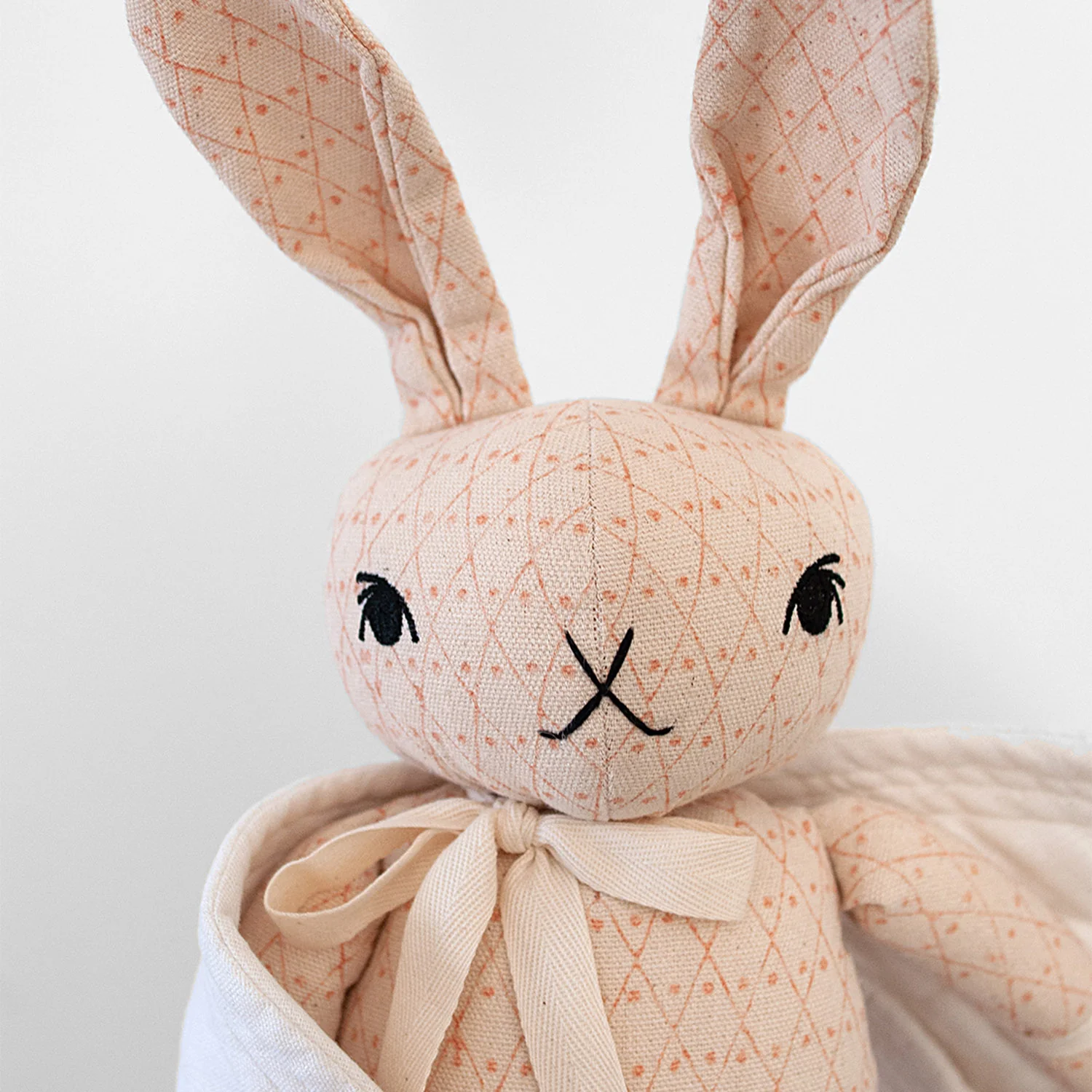 Handmade Cotton Large Butterfly Rabbit - Cream/Pink - Image 4
