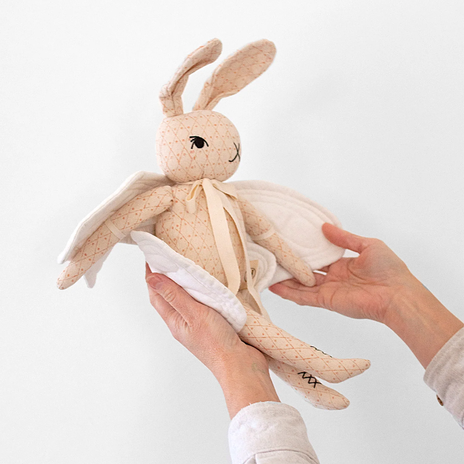 Handmade Cotton Large Butterfly Rabbit - Cream/Pink - Image 6