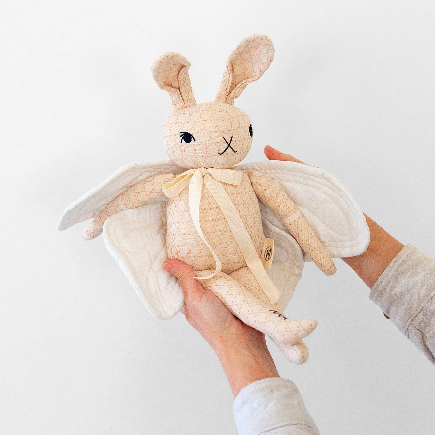 Handmade Cotton Large Butterfly Rabbit - Cream/Pink - Image 8