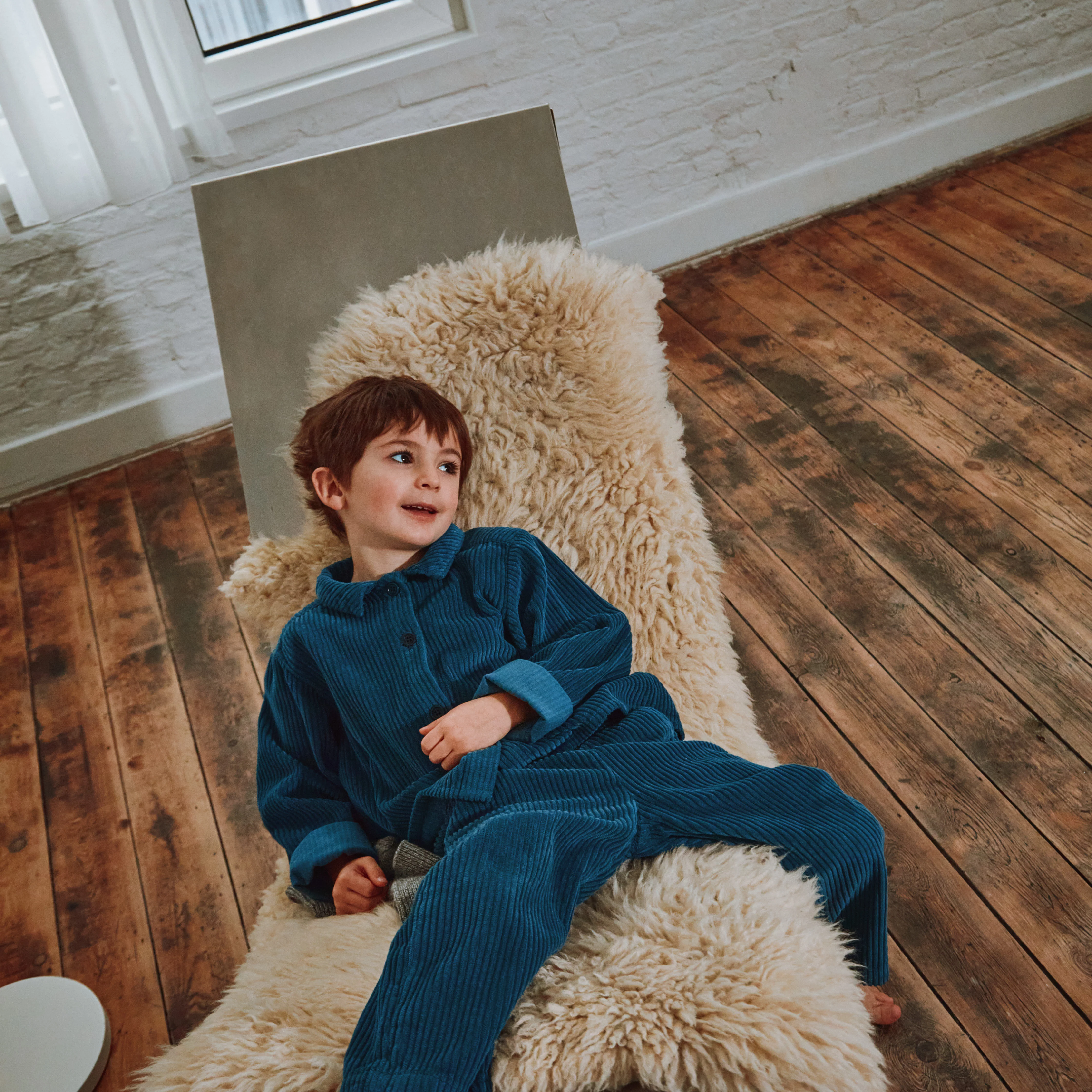 Kids Cotton Corduroy Belladone Shirt - Dark Denim - Image 4