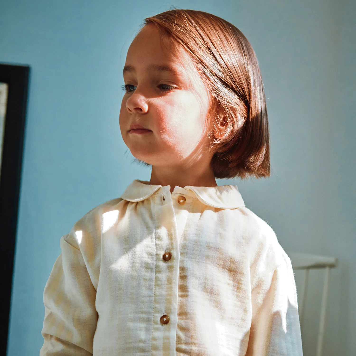 Kids Cotton Bambou Blouse - Pastel Yellow/Almond Milk Stripe - Image 4