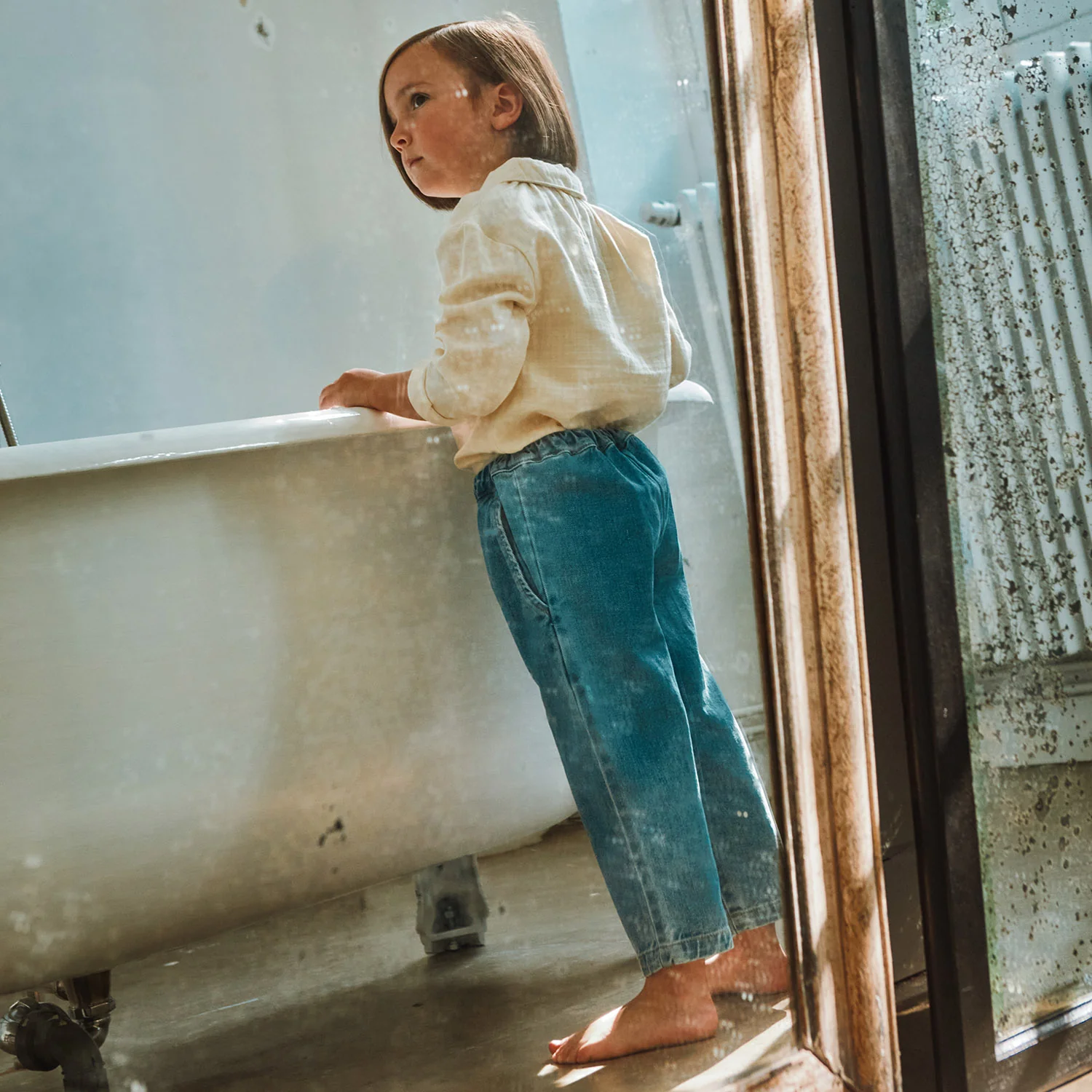 Kids Cotton Bambou Blouse - Pastel Yellow/Almond Milk Stripe - Image 6