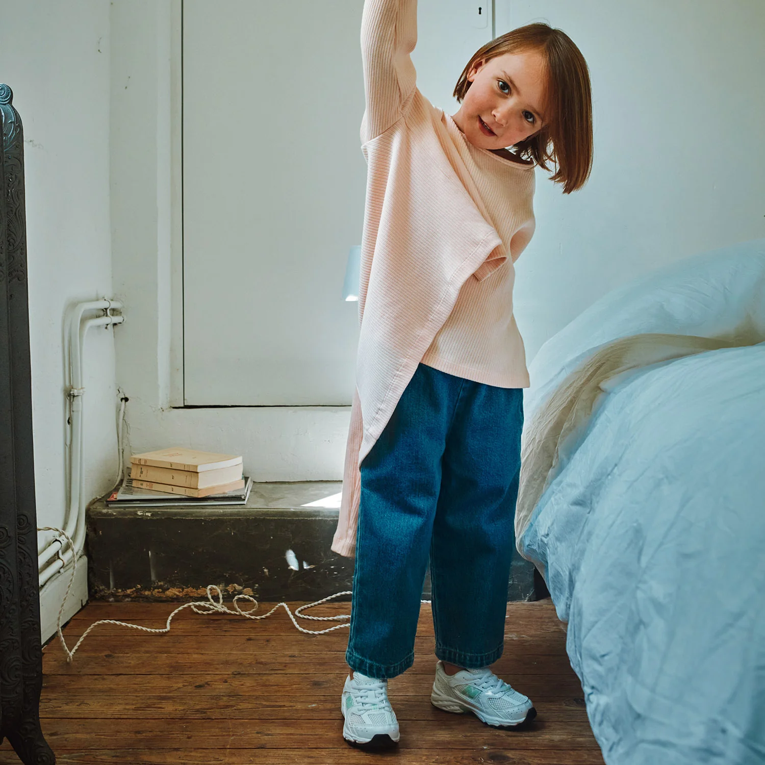 Kids Cotton Denim Pomelos Trousers - Blue - Image 6