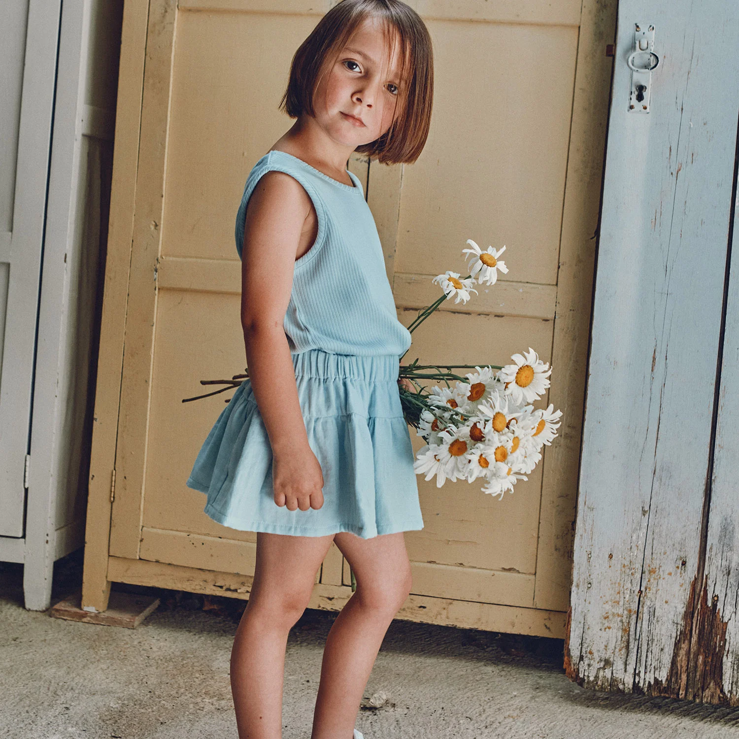 Kids Cotton Myosotis Summer Skirt - Baby Blue - Image 3