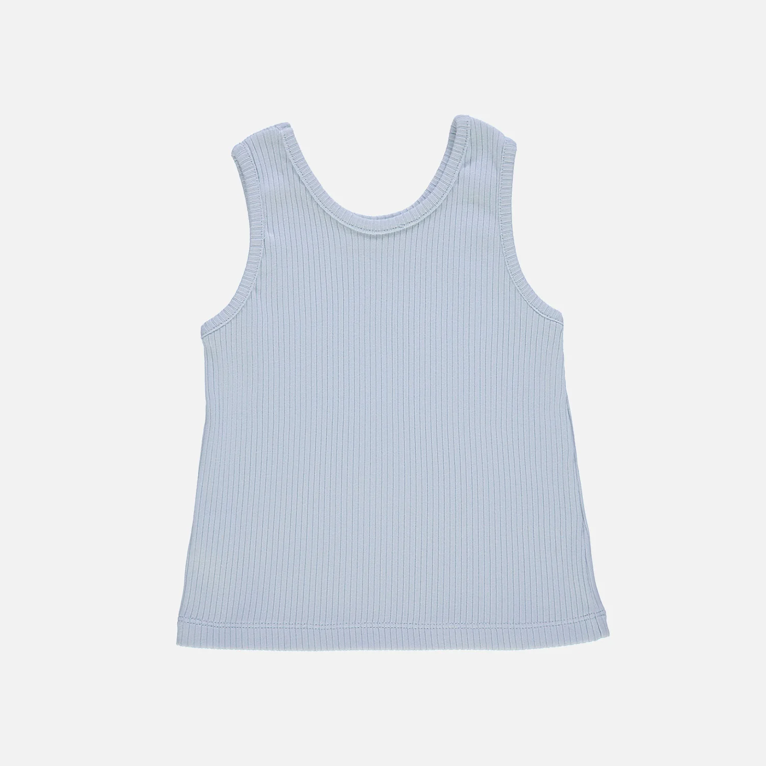 Kids Cotton Rib Piment Sleeveless Top - Baby Blue - Image 2