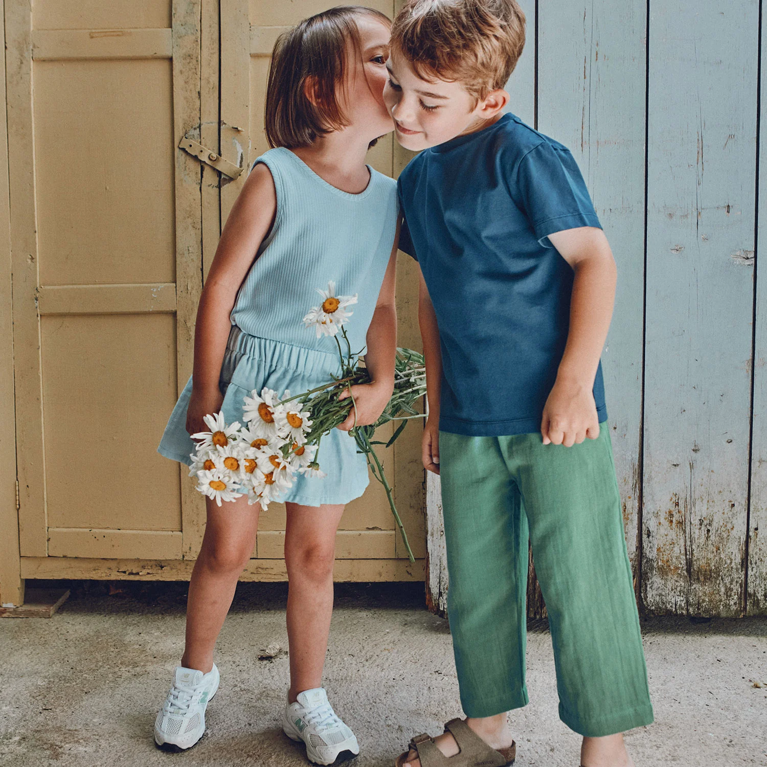 Kids Cotton Rib Piment Sleeveless Top - Baby Blue - Image 4