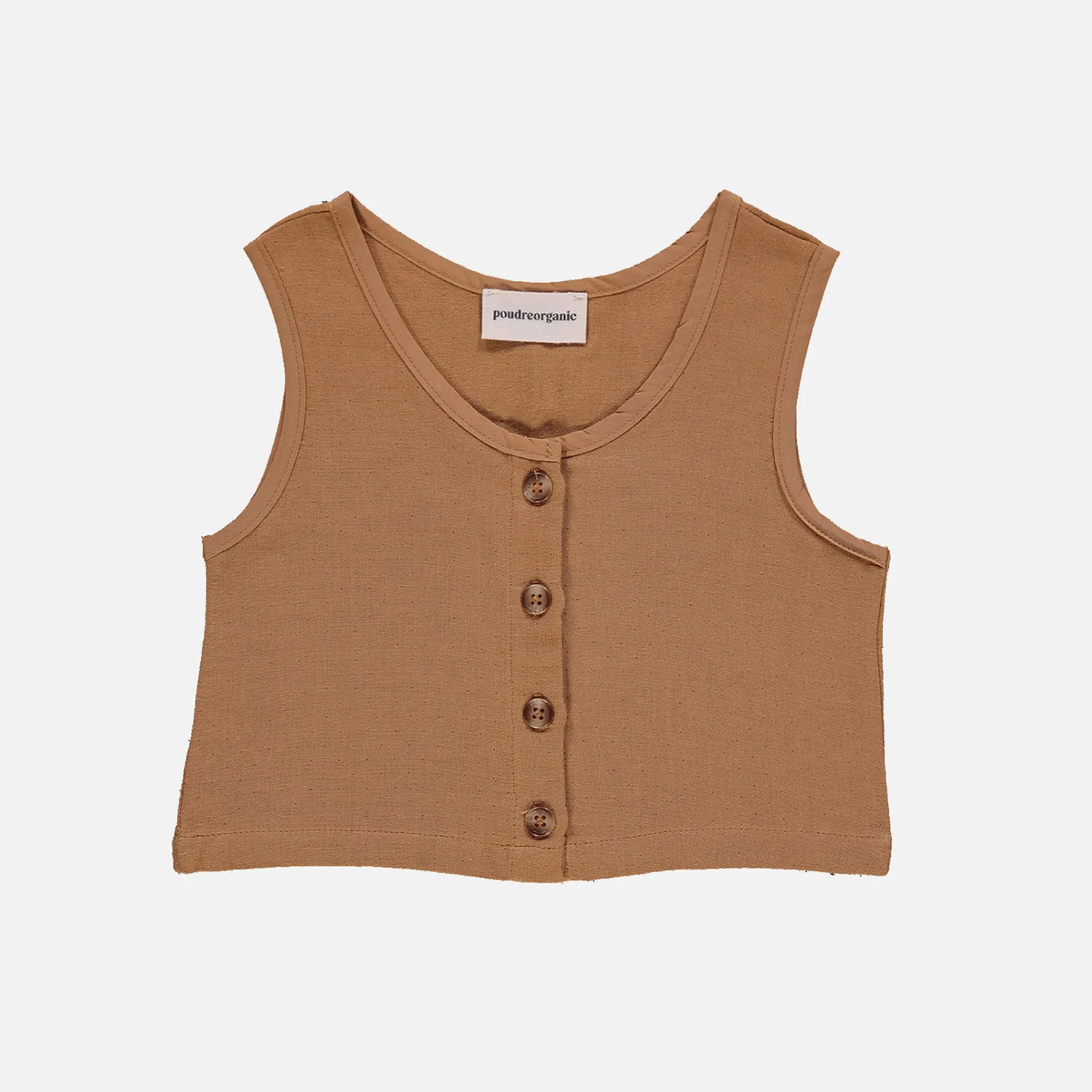 Kids Cotton Sleeveless Dille Top - Bone Brown - Image 3