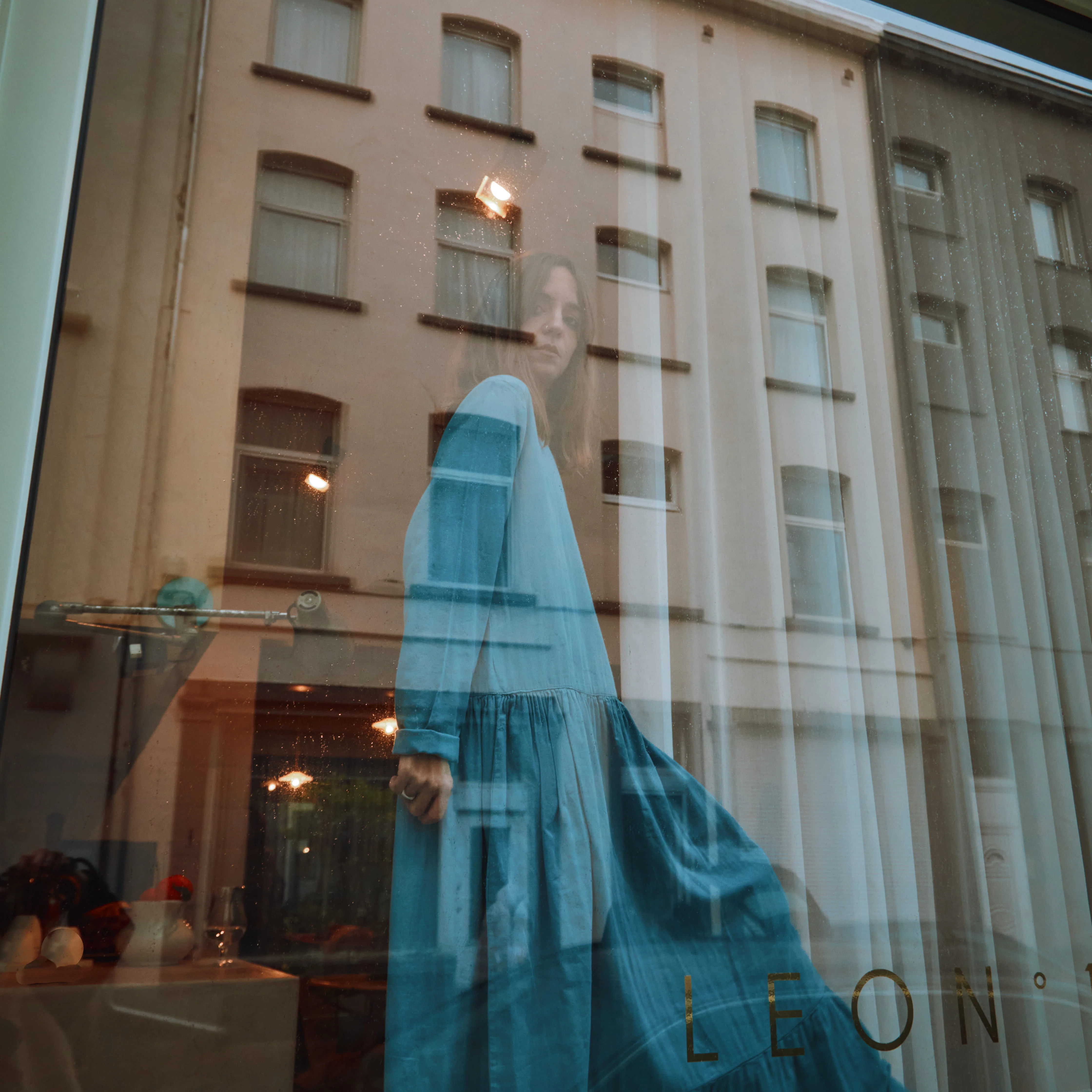 Women's Cotton Gaura Dress - Faded Denim - Image 5