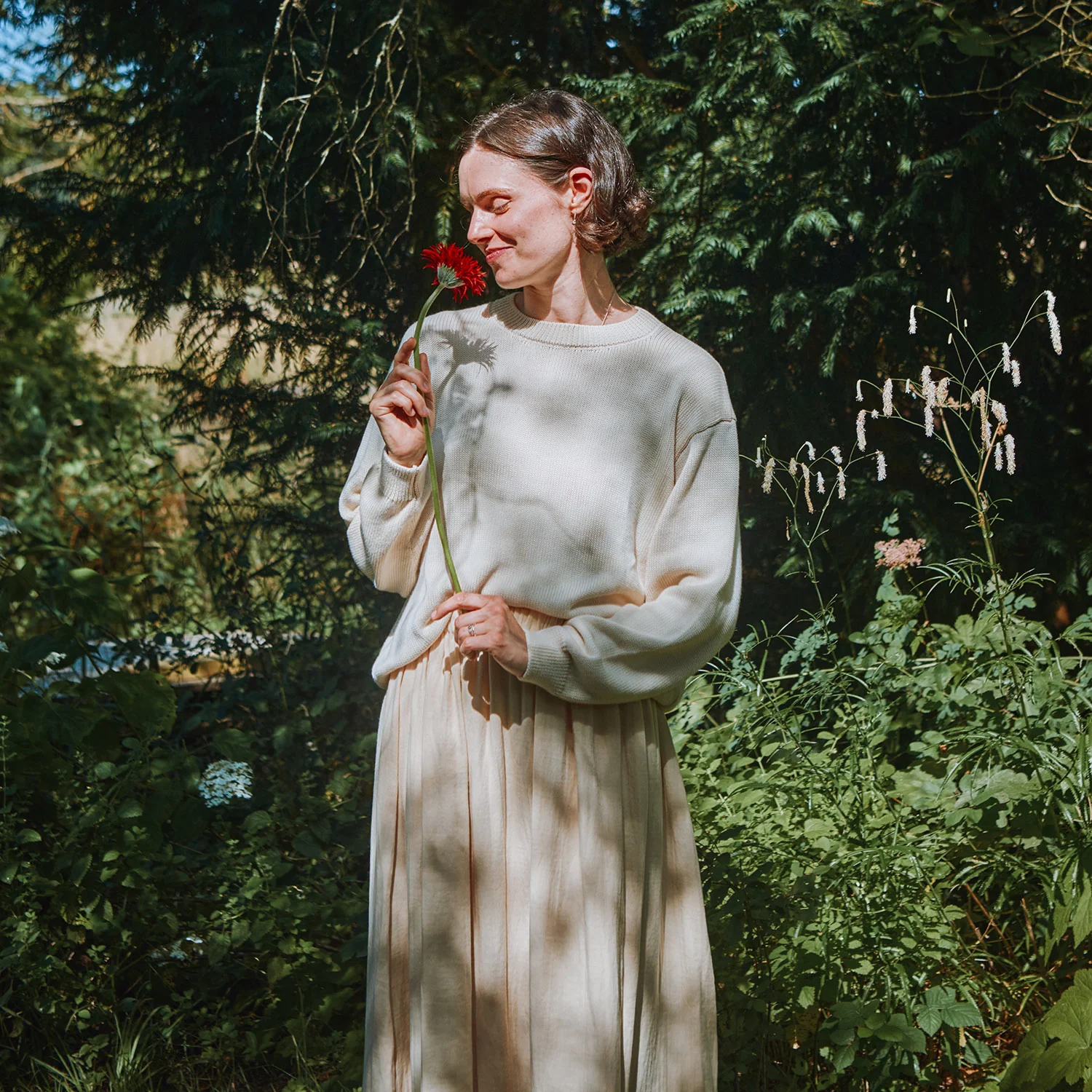 Women's Cotton Knit Sweater - Biscuit - Image 3