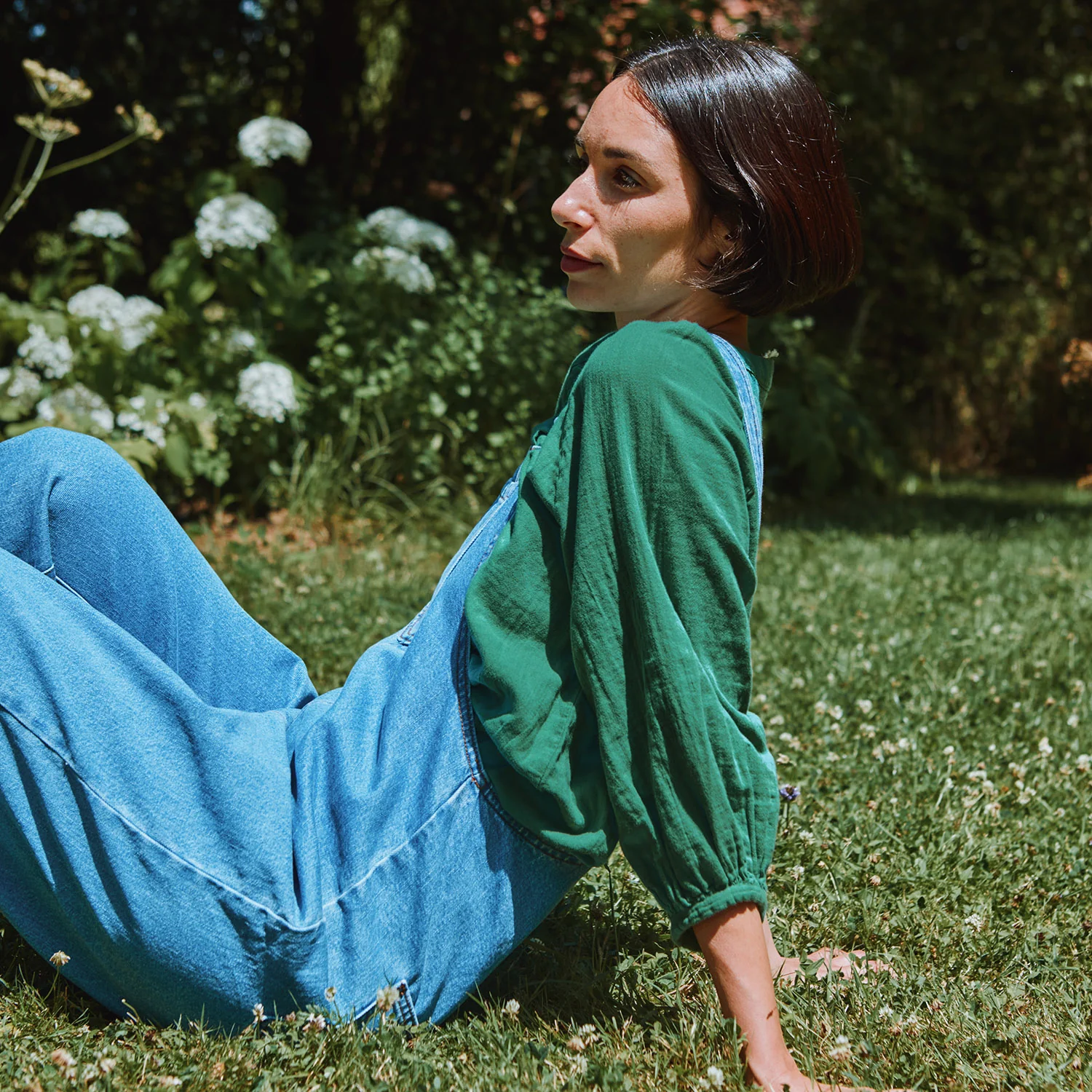 Women's Cotton Onagre Blouse - Deep Grass Green
