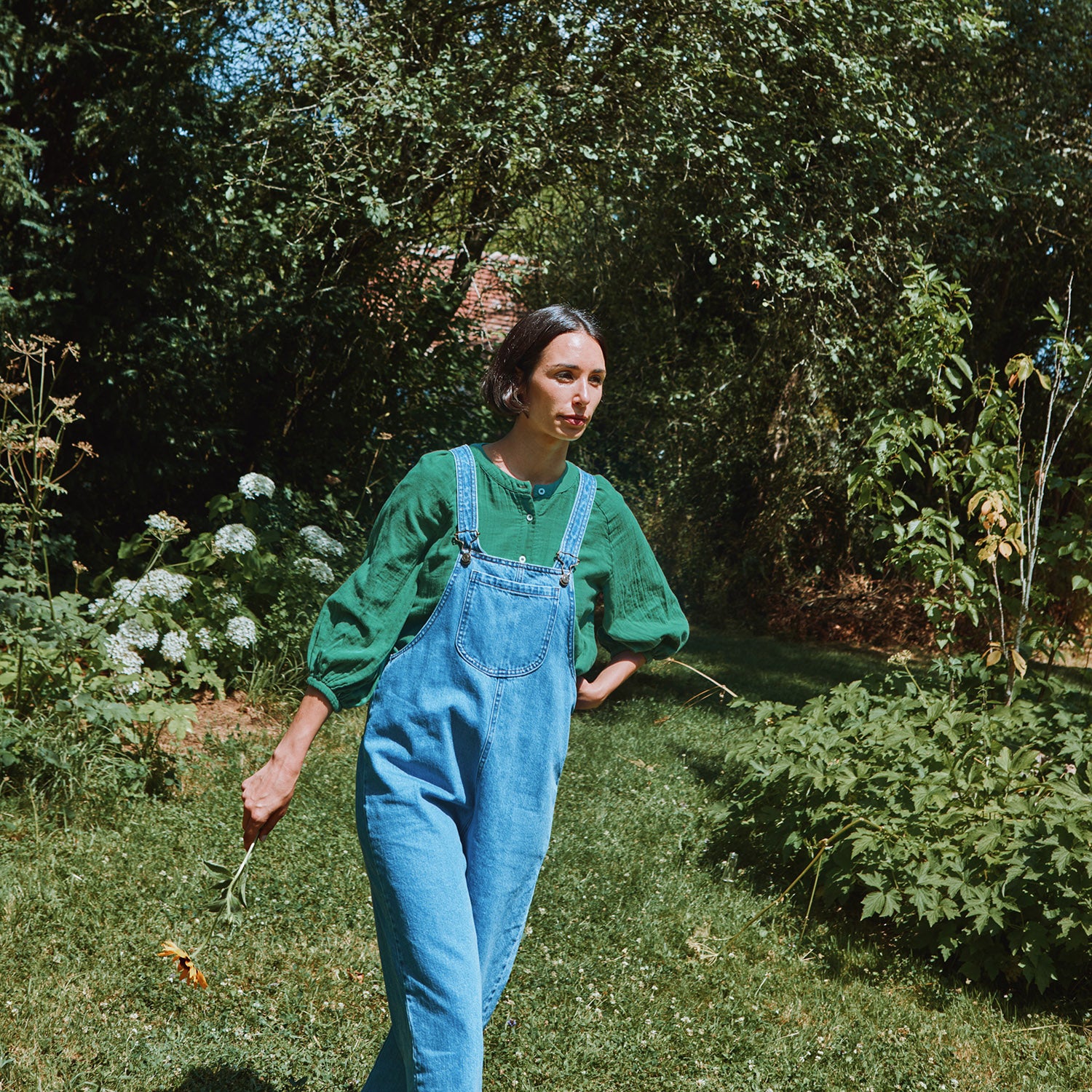 Women's Cotton Onagre Blouse - Deep Grass Green - Image 3