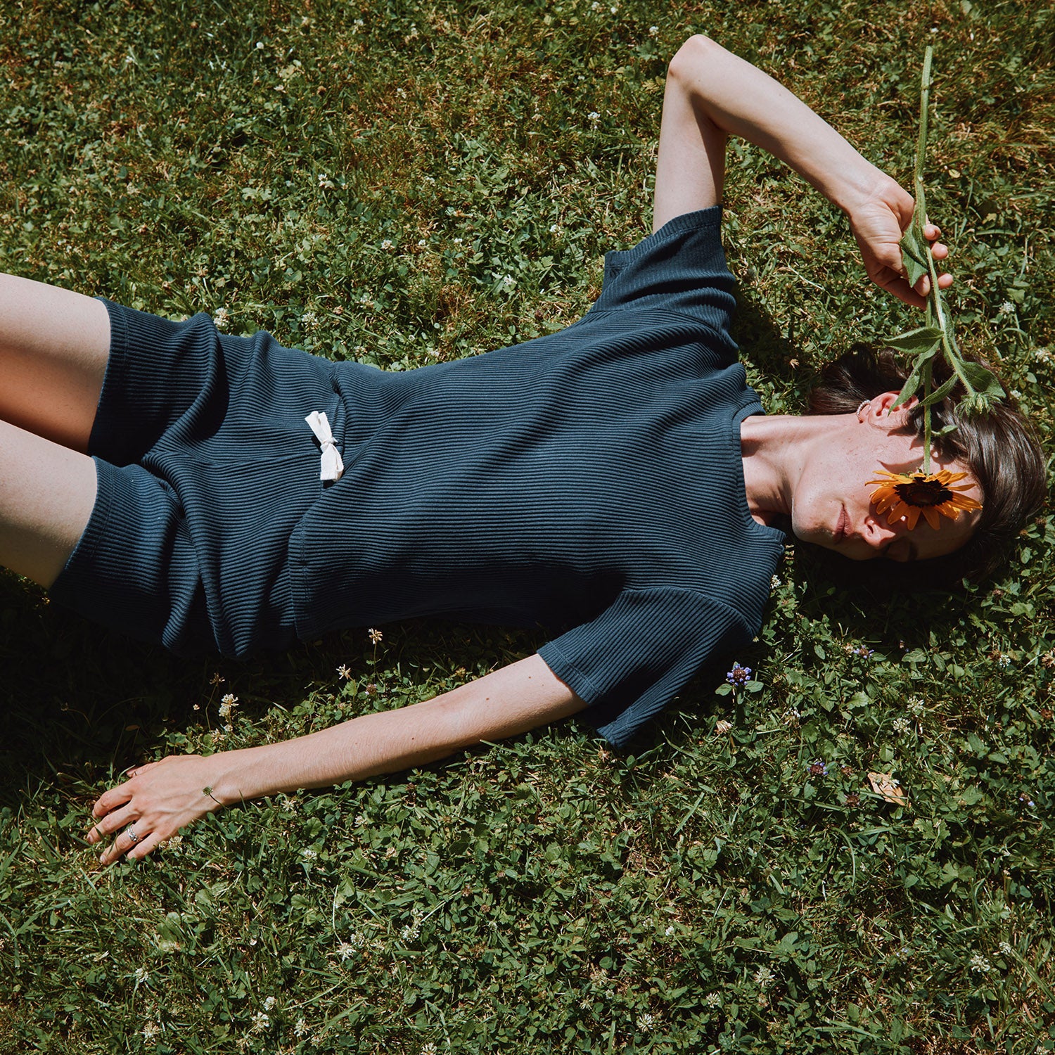 Women's Cotton Rib Orgeat T-Shirt - Midnight Navy - Image 3