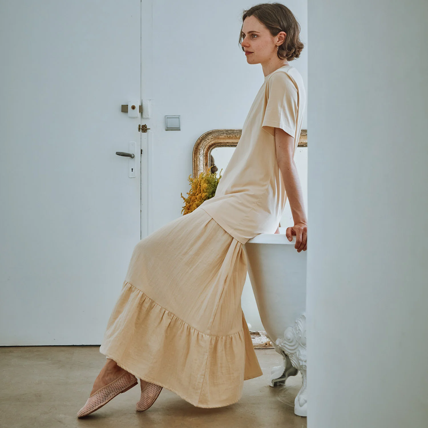Women's Cotton Statice Skirt - Biscotti - Image 3