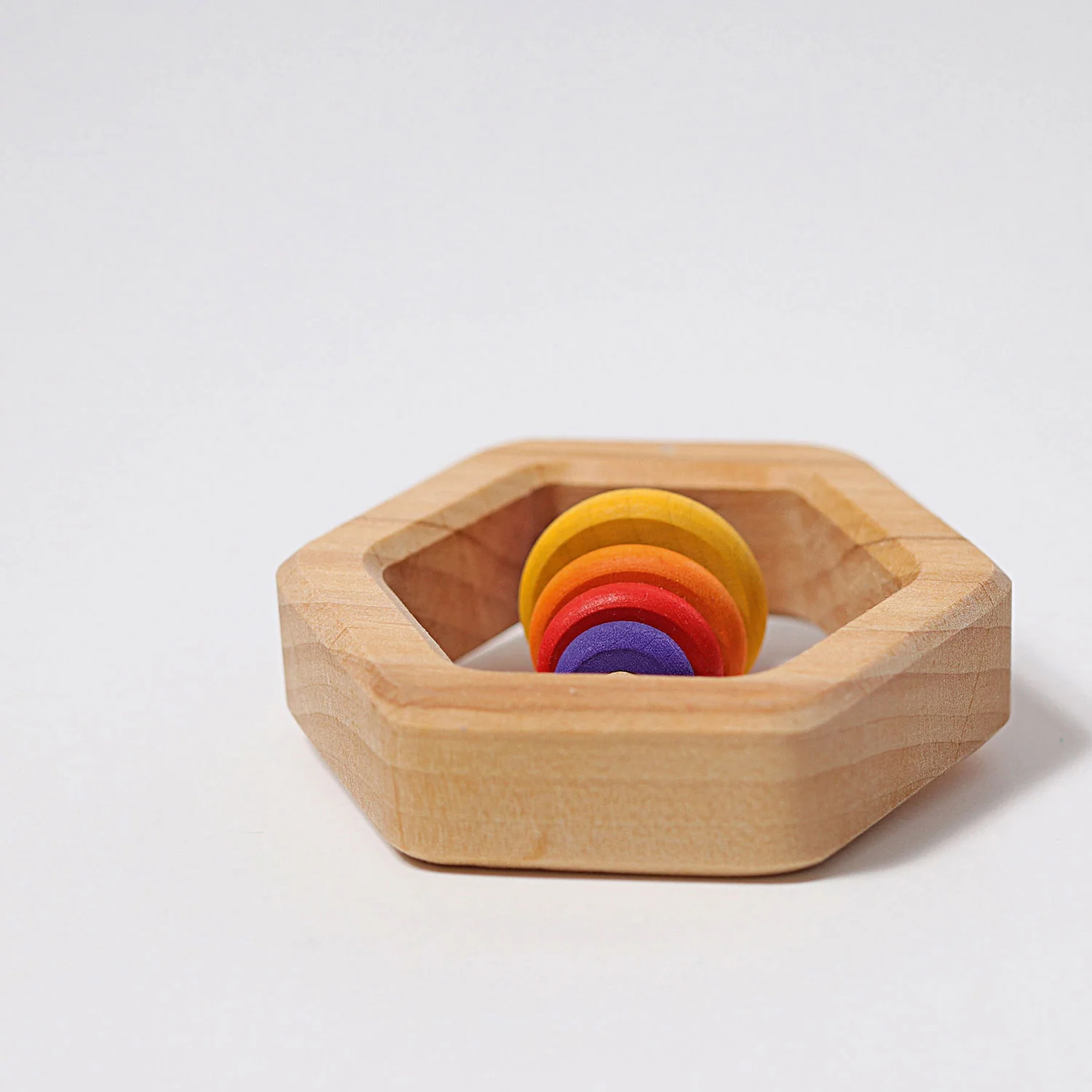 Wooden Rainbow Rattle - Hexagonal - Image 3