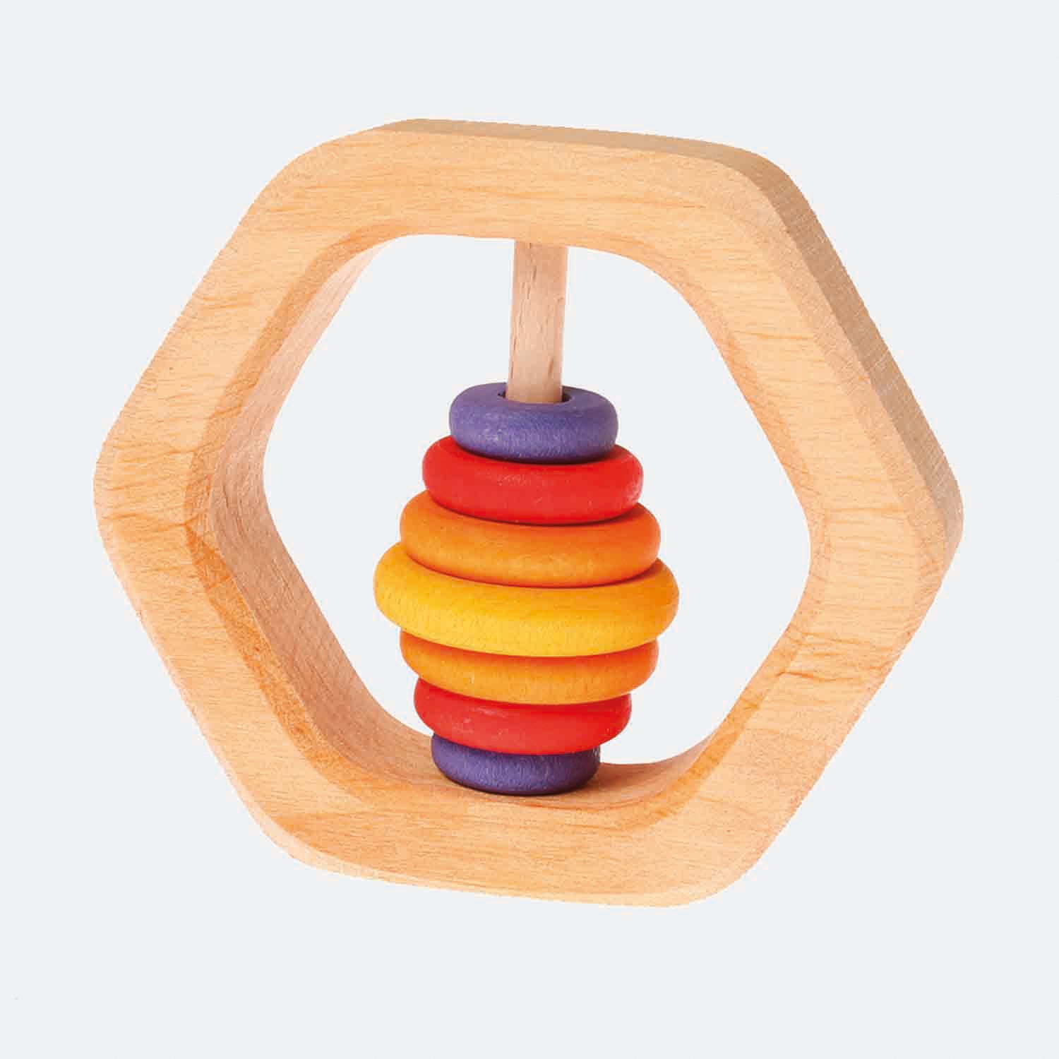 Wooden Rainbow Rattle - Hexagonal - Image 4