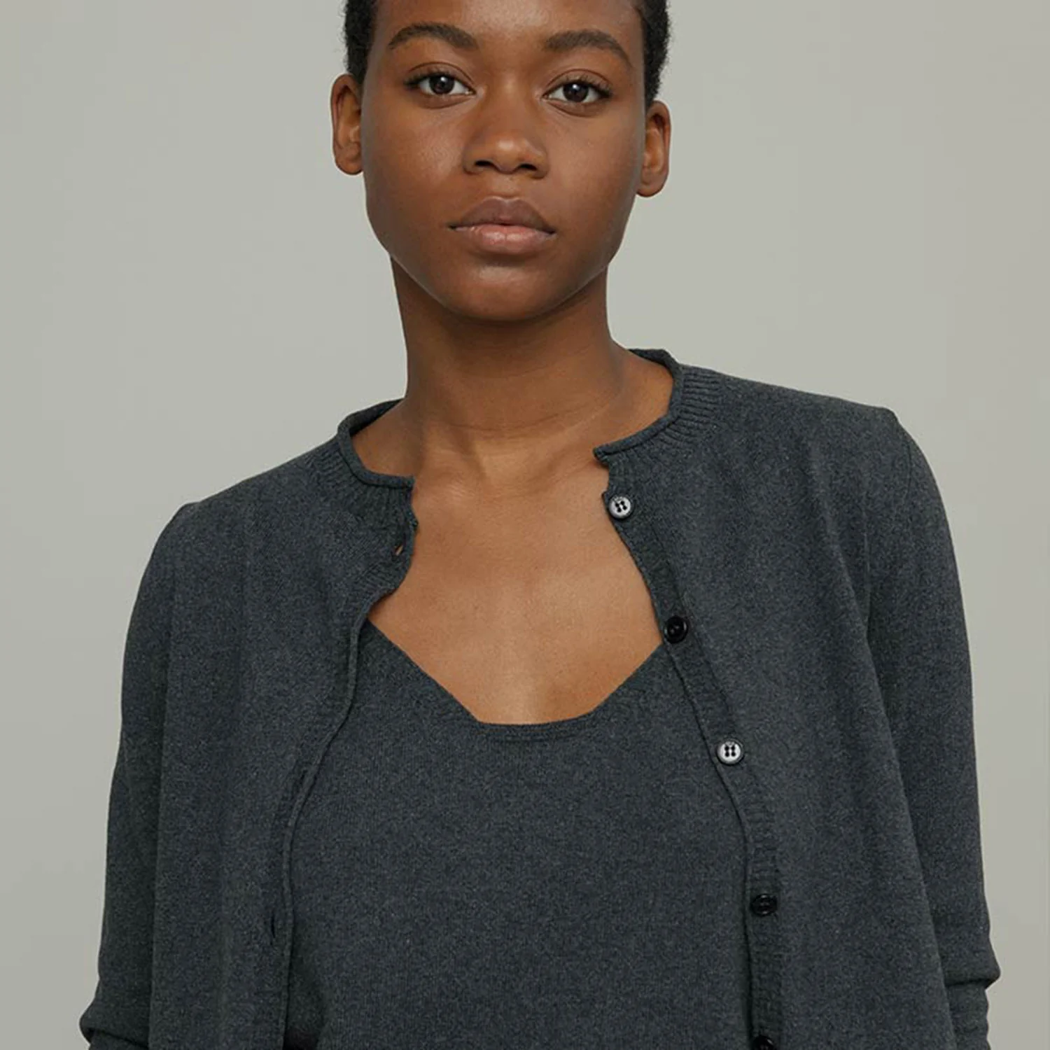 Women's Recycled Cotton 3/4 Sleeve Leda Cardigan - Grey Anthracite - Image 4