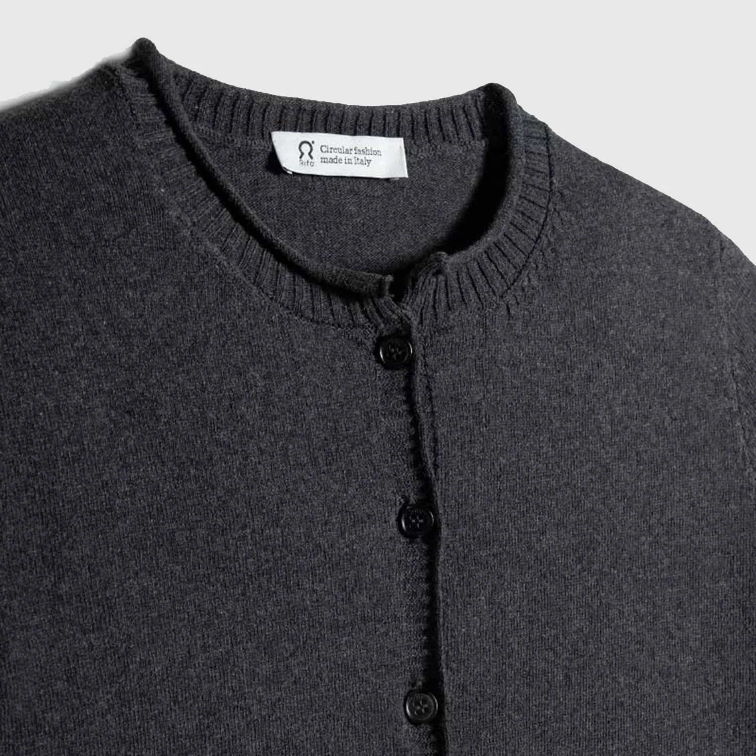 Women's Recycled Cotton 3/4 Sleeve Leda Cardigan - Grey Anthracite - Image 5
