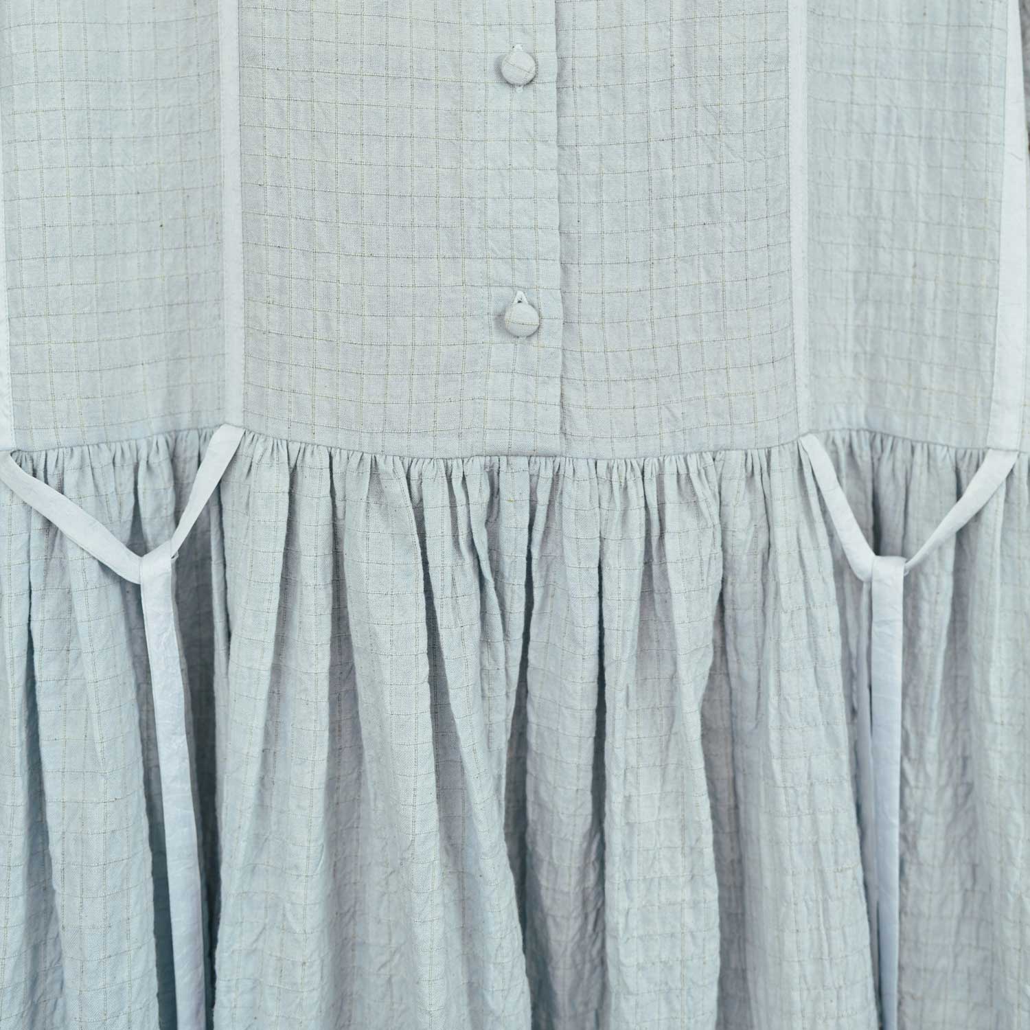 Women's Handloomed Cotton Oversized Mira Dress - Satin Soft Blue - Image 2