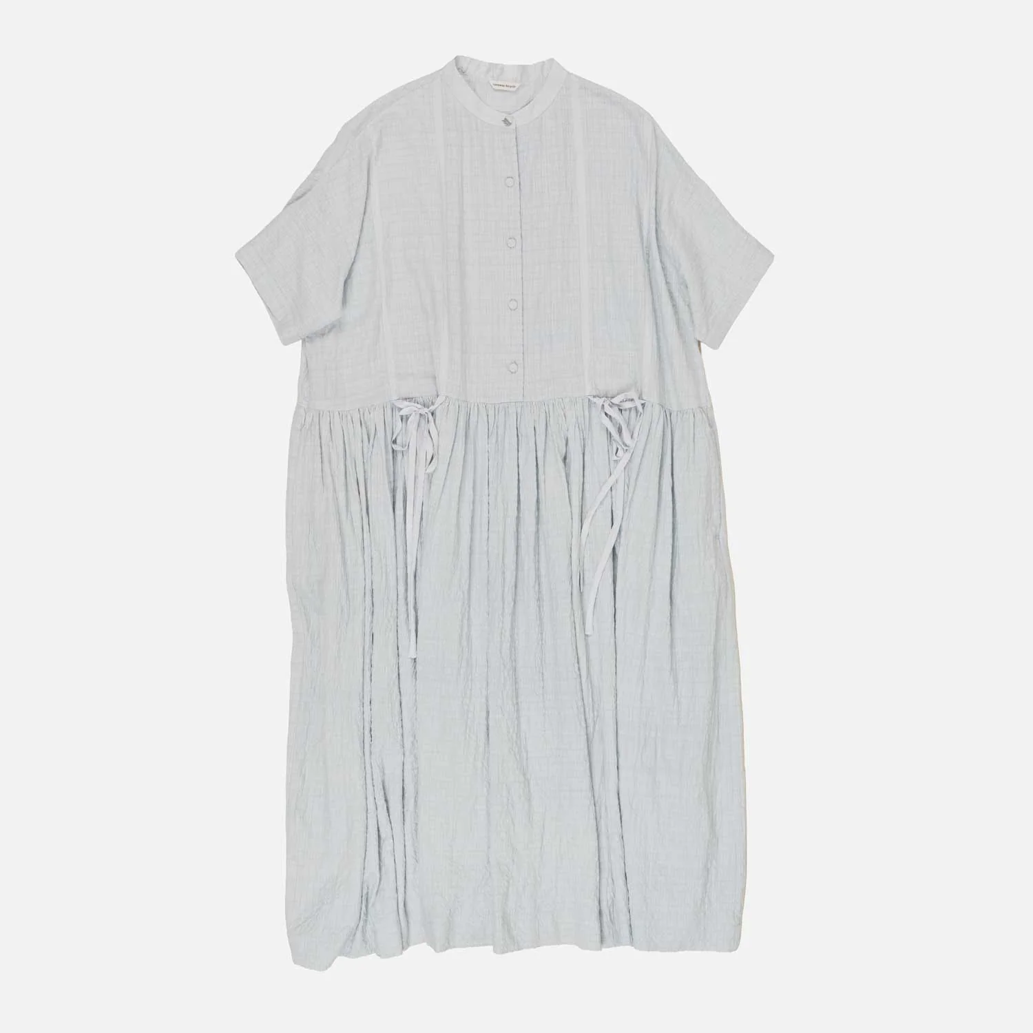 Women's Handloomed Cotton Oversized Mira Dress - Satin Soft Blue - Image 4
