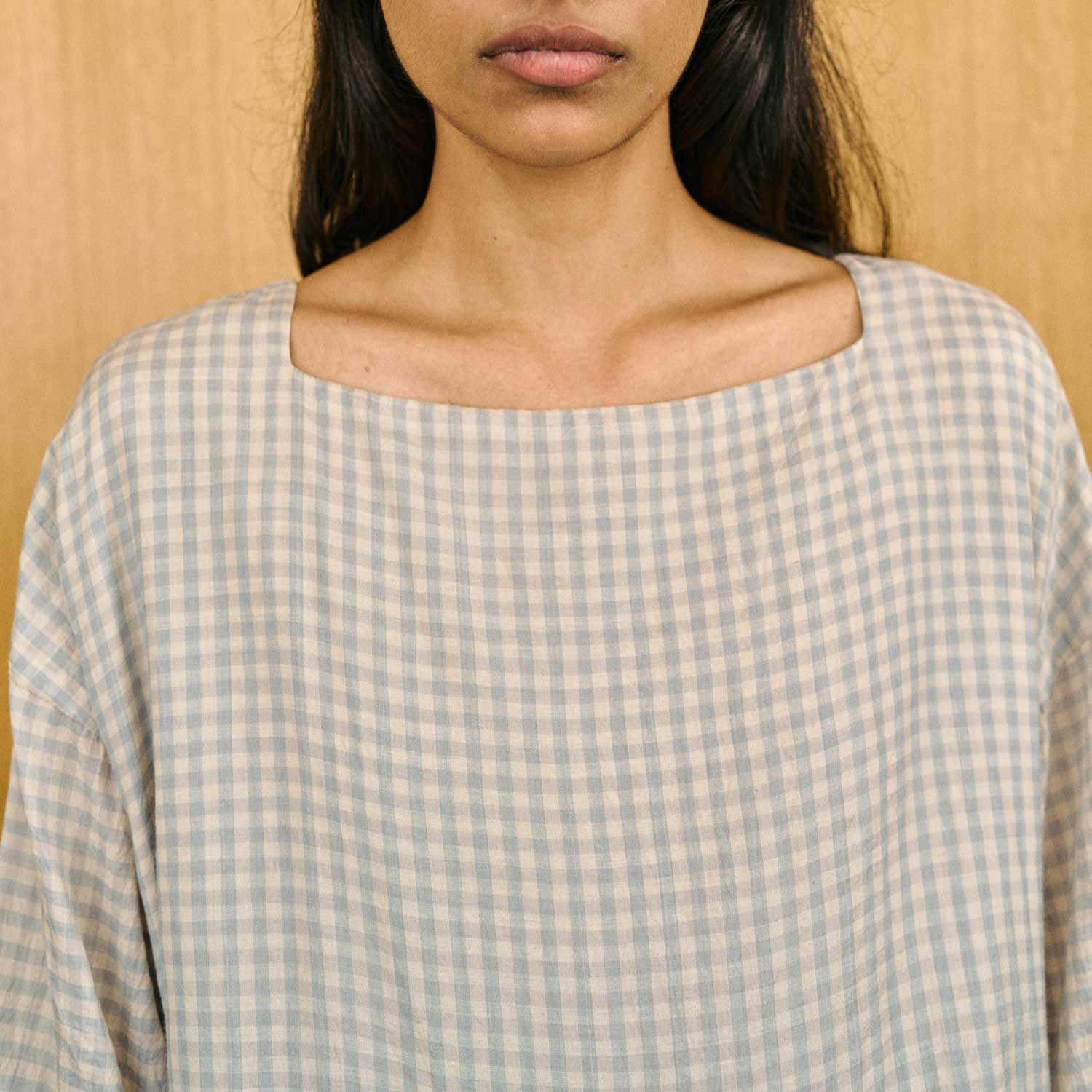 Women's Handloomed Silk/Cotton Sylvia Dress - Grey Chateau Check - Image 2