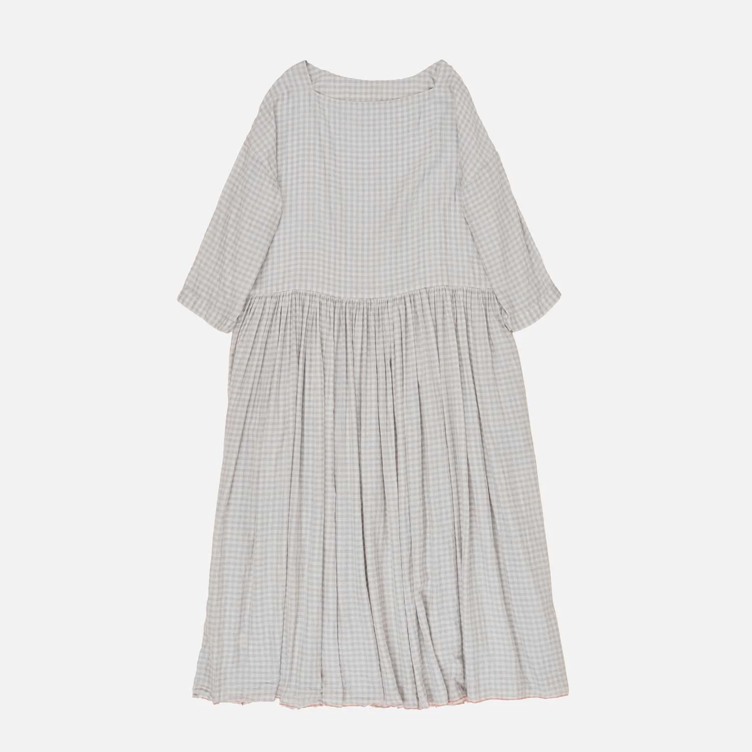 Women's Handloomed Silk/Cotton Sylvia Dress - Grey Chateau Check - Image 3