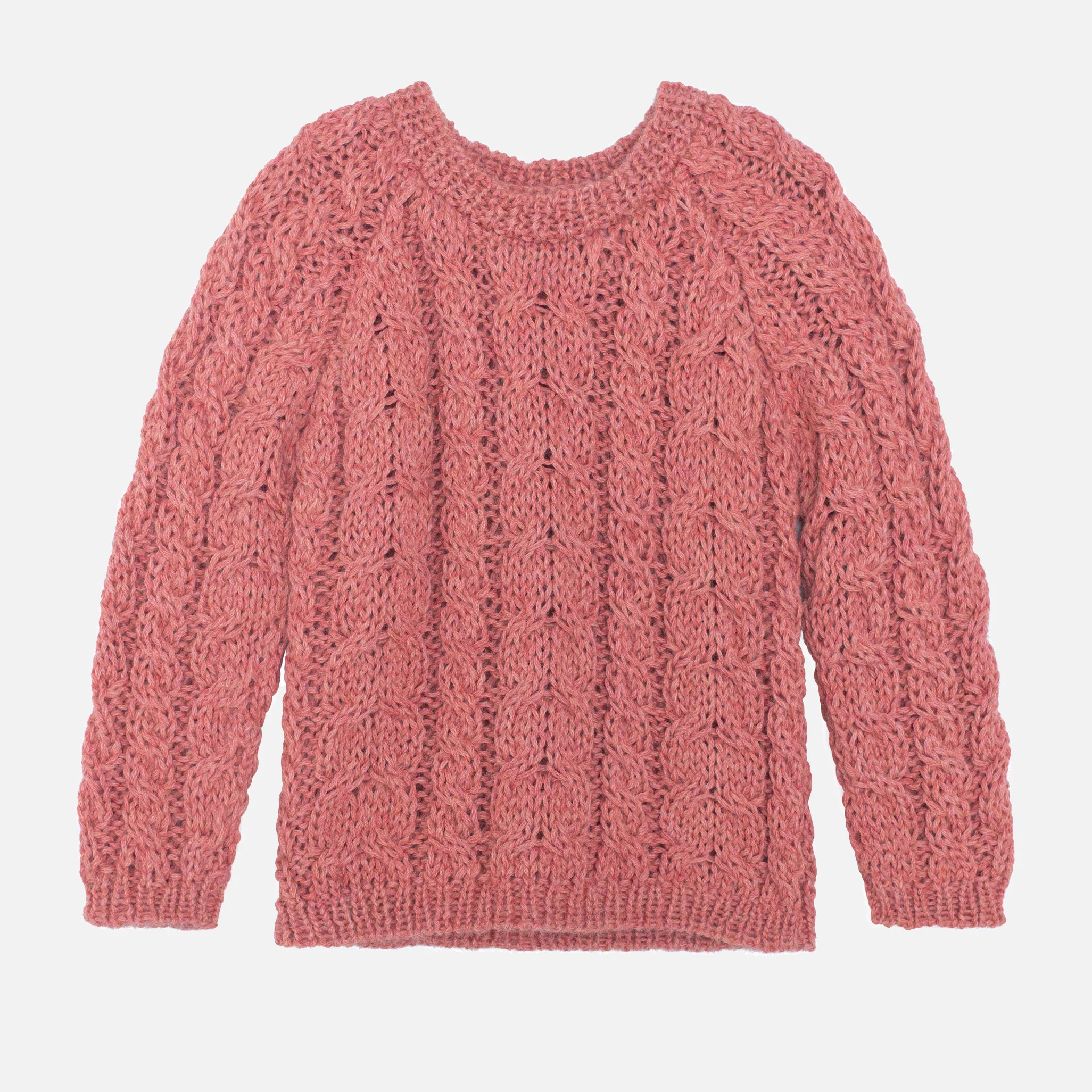 Kids Alpaca Cable Sweater - Pink Coral - Image 2