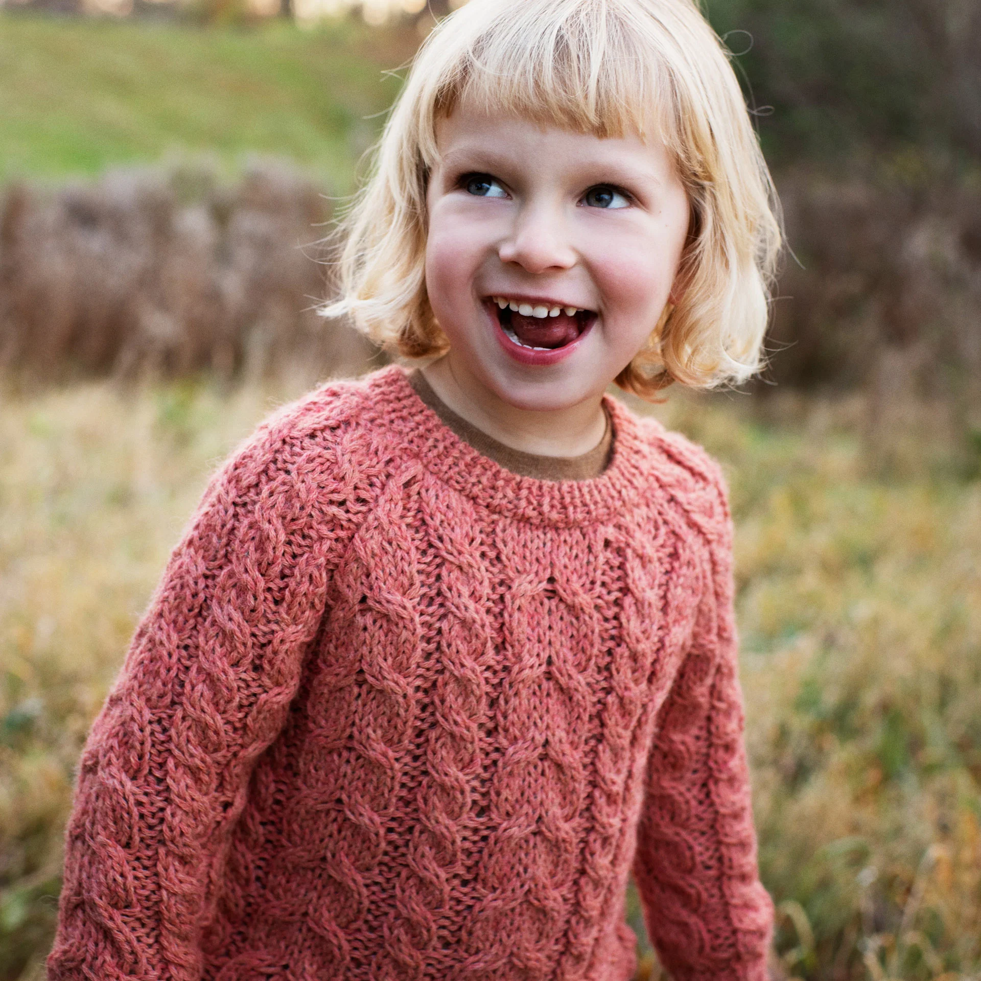 Kids Alpaca Cable Sweater - Pink Coral - Image 4