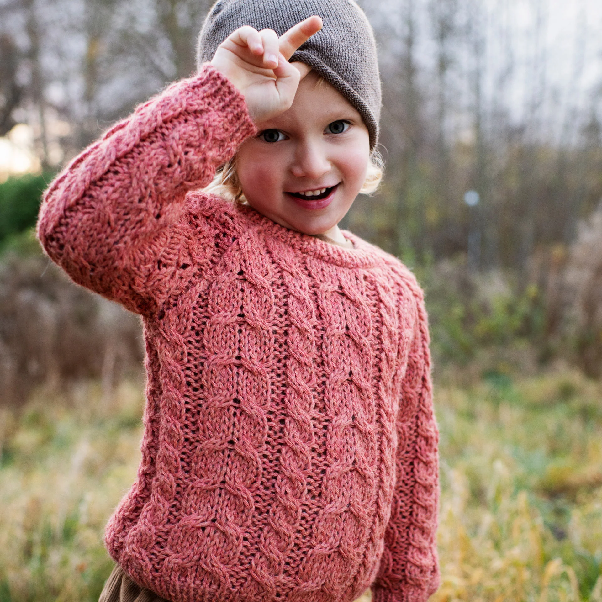 Kids Alpaca Cable Sweater - Pink Coral - Image 5