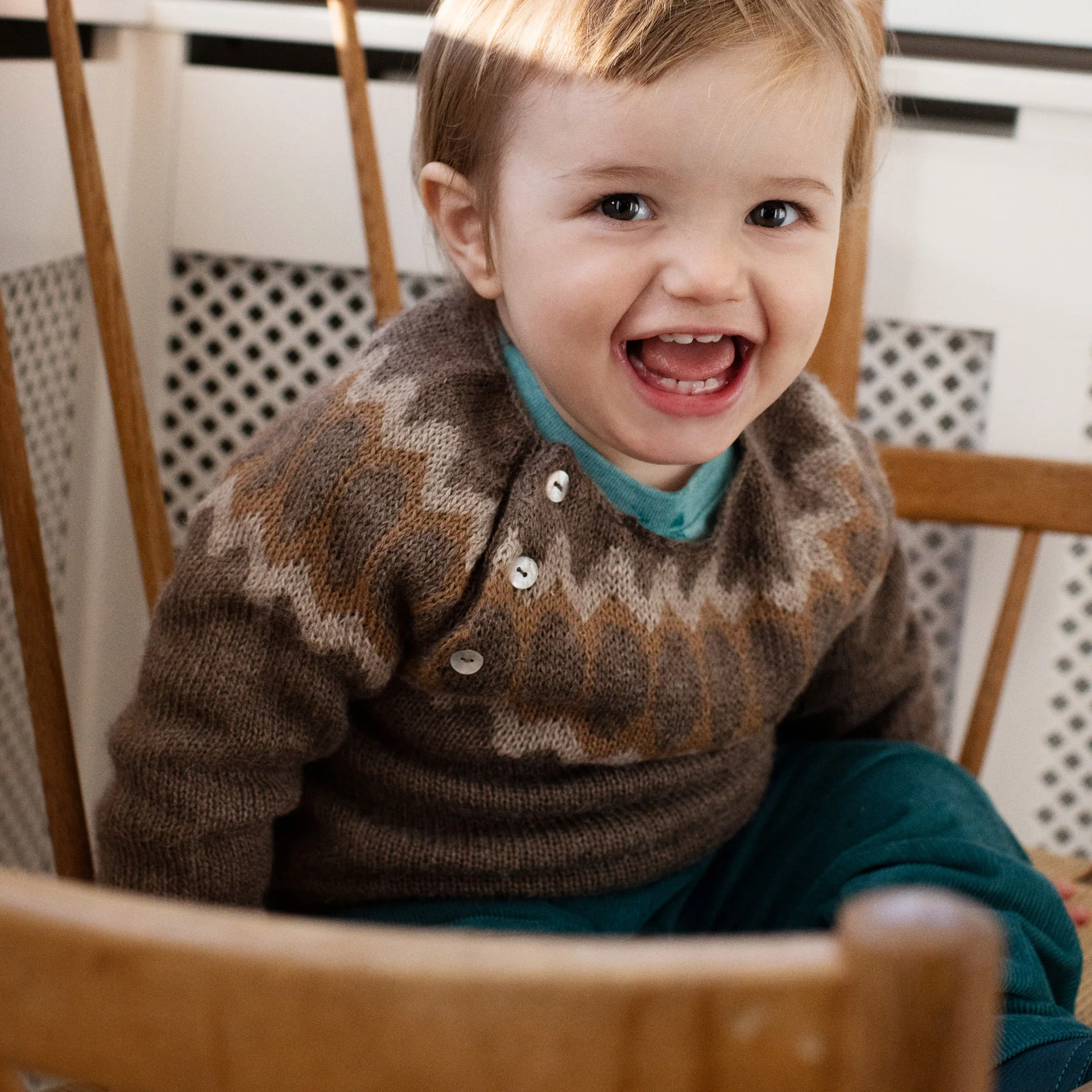 Kids Alpaca Raglan Sweater - Earth